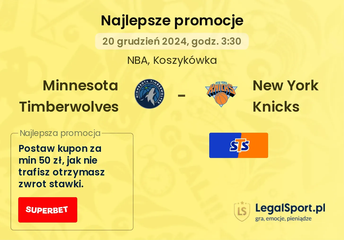 Minnesota Timberwolves - New York Knicks promocje bukmacherskie