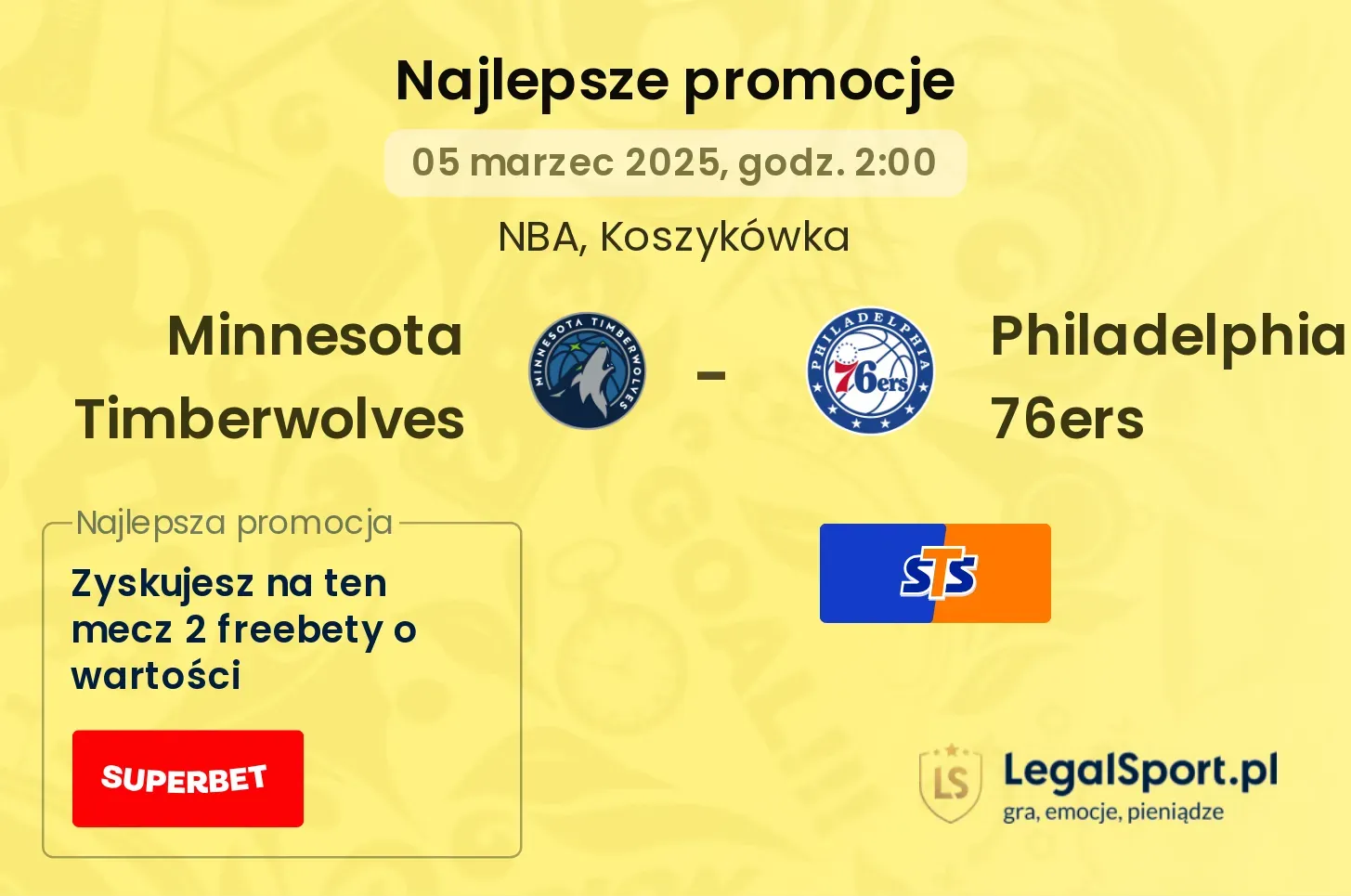 Minnesota Timberwolves - Philadelphia 76ers promocje bonusy na mecz