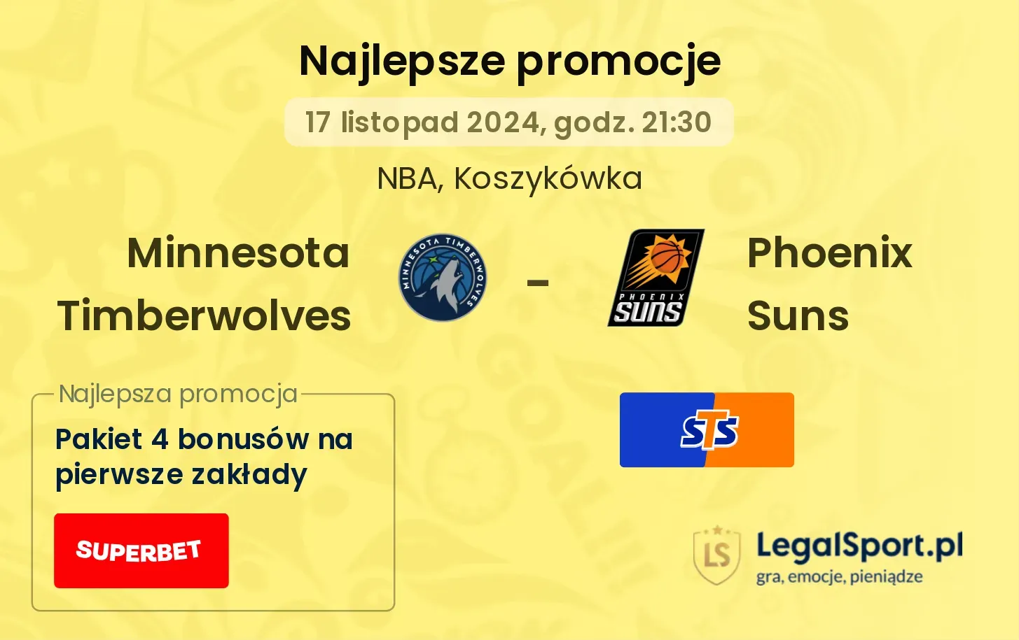 Minnesota Timberwolves - Phoenix Suns promocje bonusy na mecz