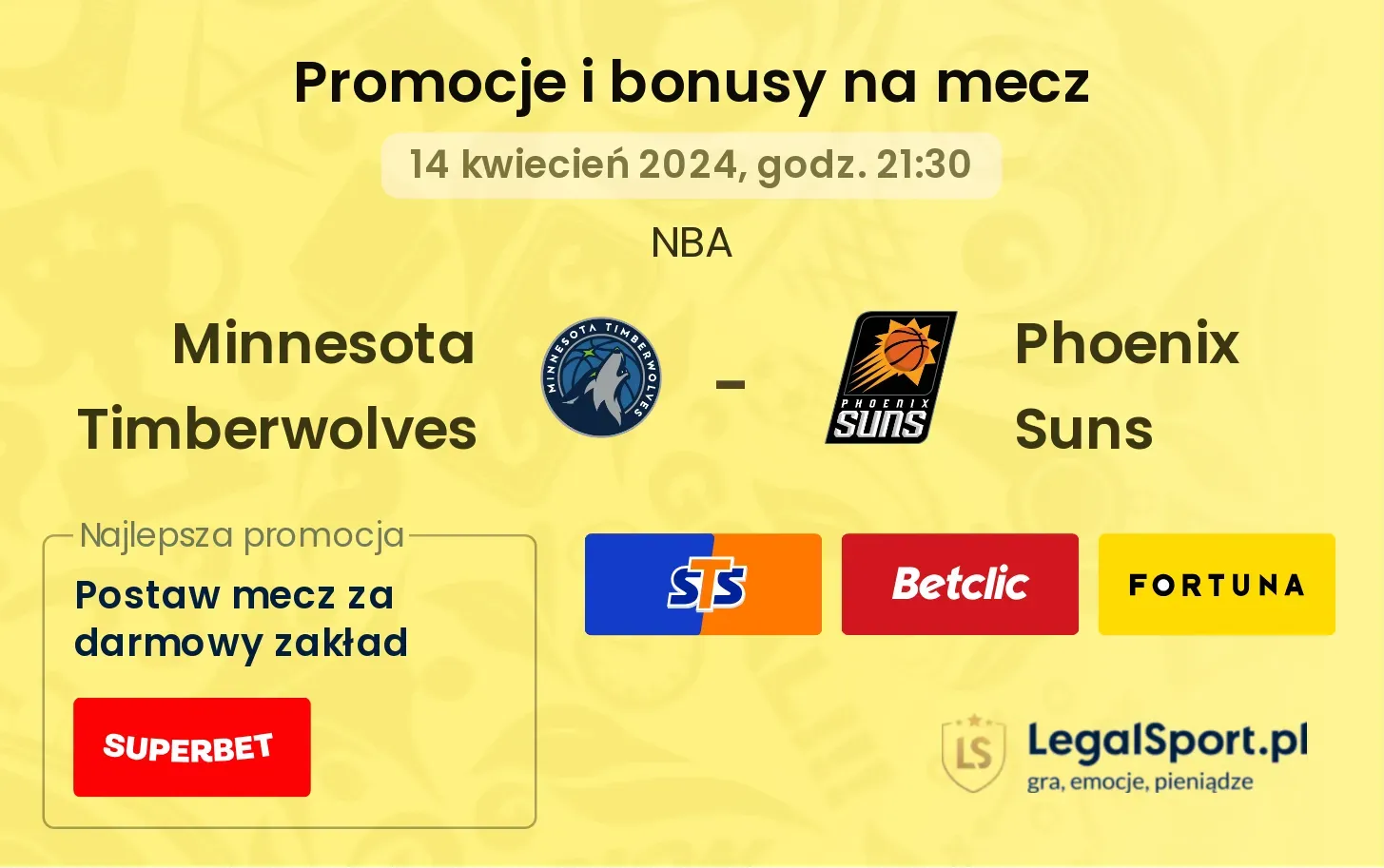 Minnesota Timberwolves - Phoenix Suns promocje bonusy na mecz