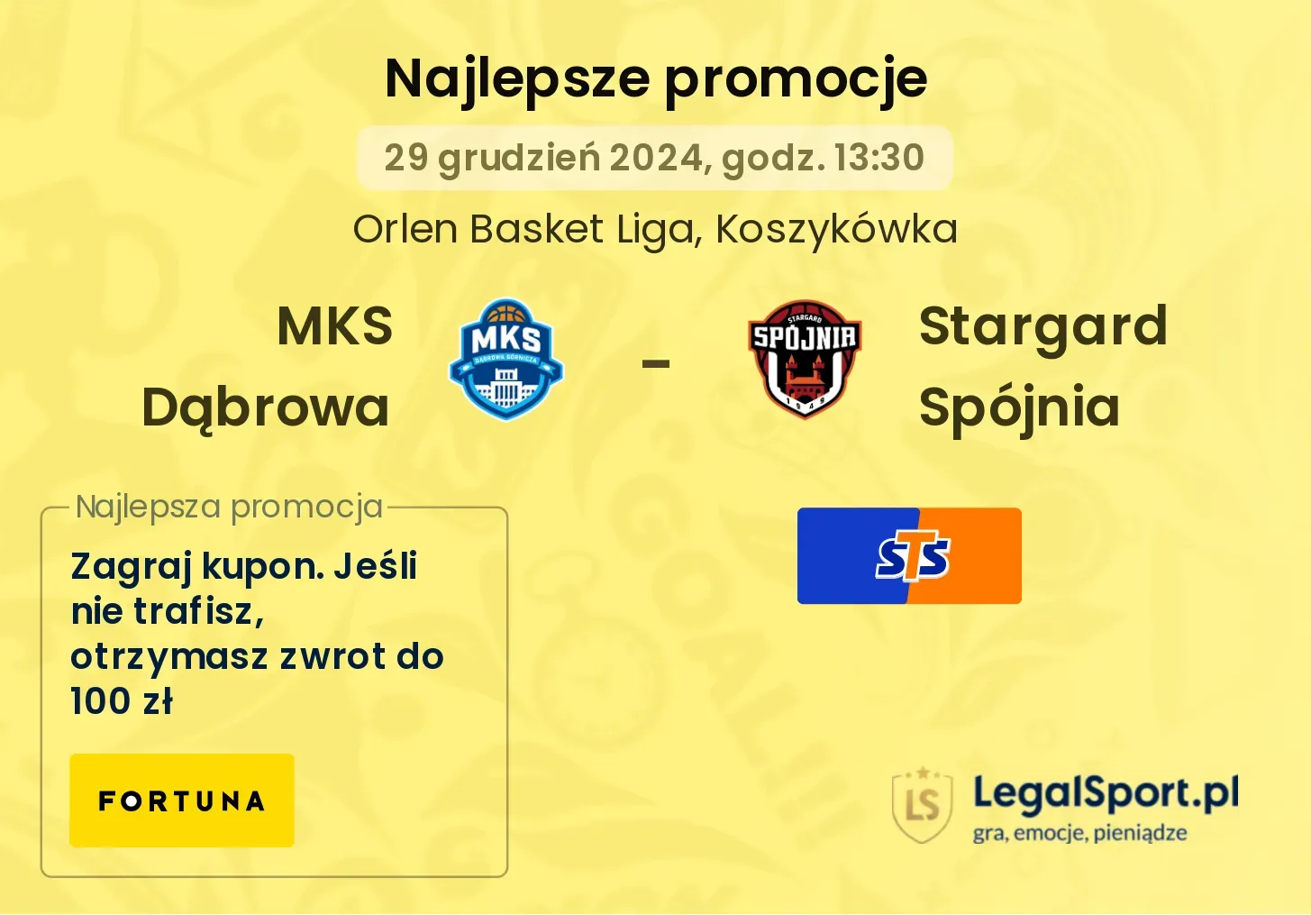 MKS Dąbrowa - Stargard Spójnia promocje bonusy na mecz