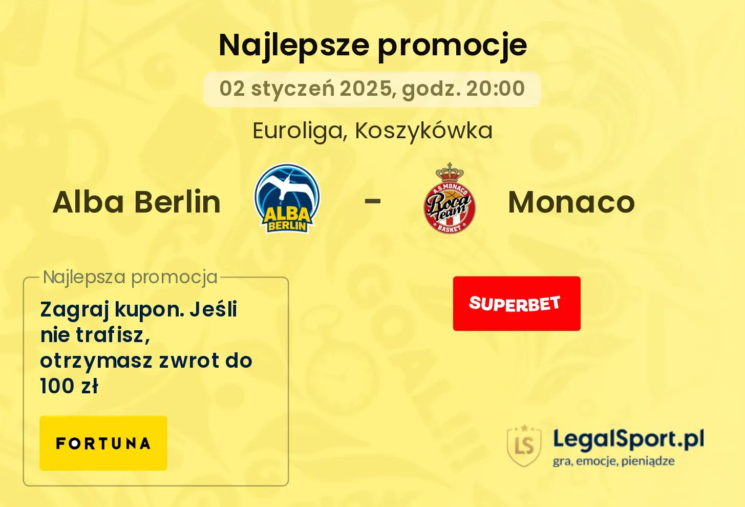 Alba Berlin - Monaco promocje bukmacherskie