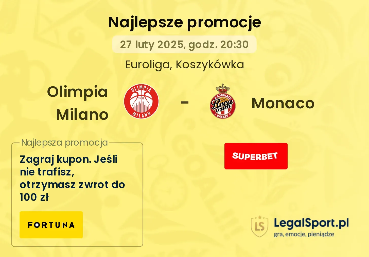 Olimpia Milano - Monaco promocje bukmacherskie