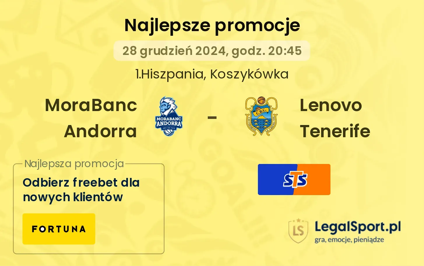 MoraBanc Andorra - Lenovo Tenerife promocje bonusy na mecz