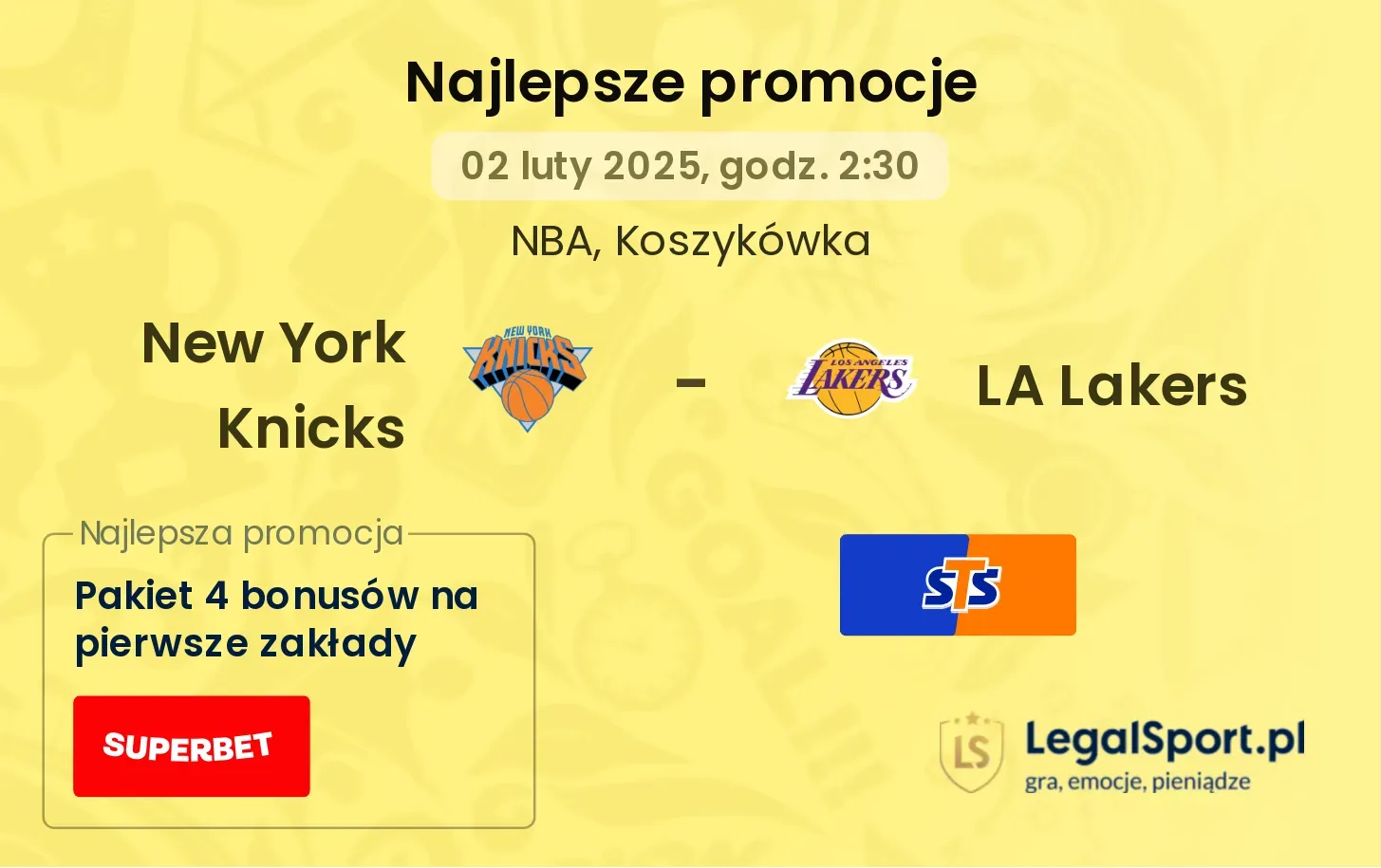 New York Knicks - LA Lakers promocje bonusy na mecz