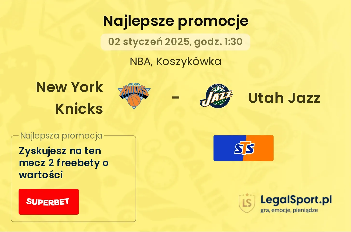 New York Knicks - Utah Jazz promocje bonusy na mecz