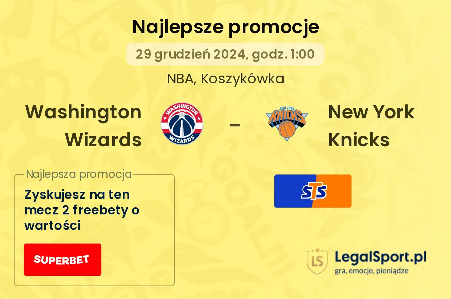 Washington Wizards - New York Knicks promocje bukmacherskie