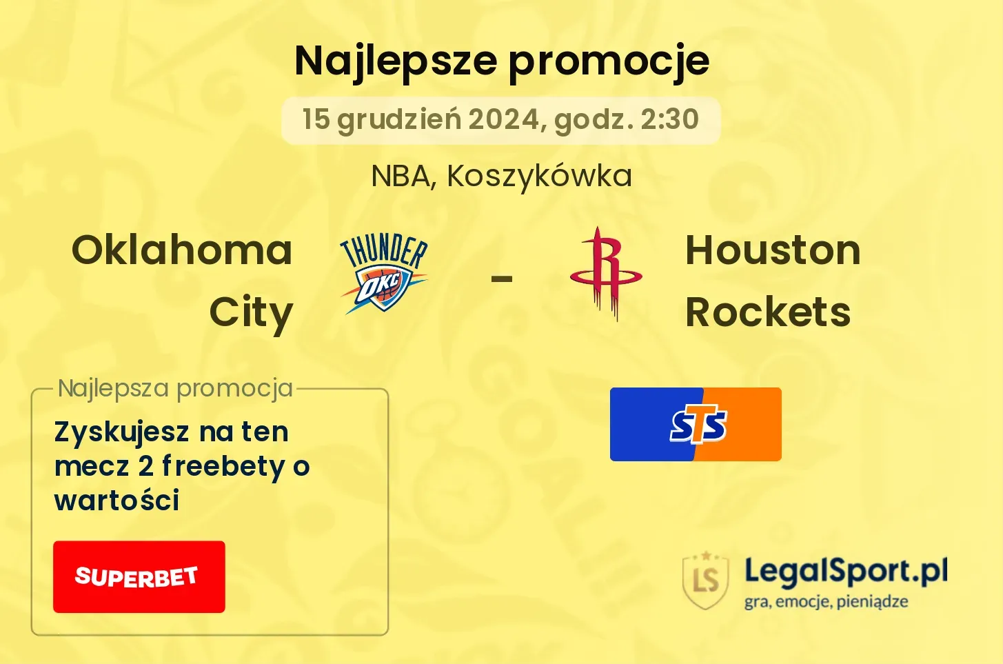 Oklahoma City - Houston Rockets promocje u bukmacherów