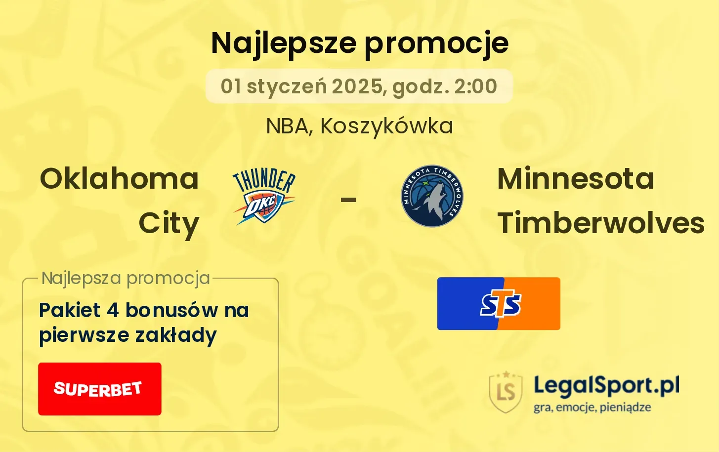 Oklahoma City - Minnesota Timberwolves promocje bonusy na mecz