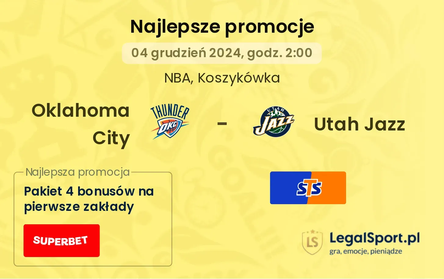 Oklahoma City - Utah Jazz promocje bonusy na mecz