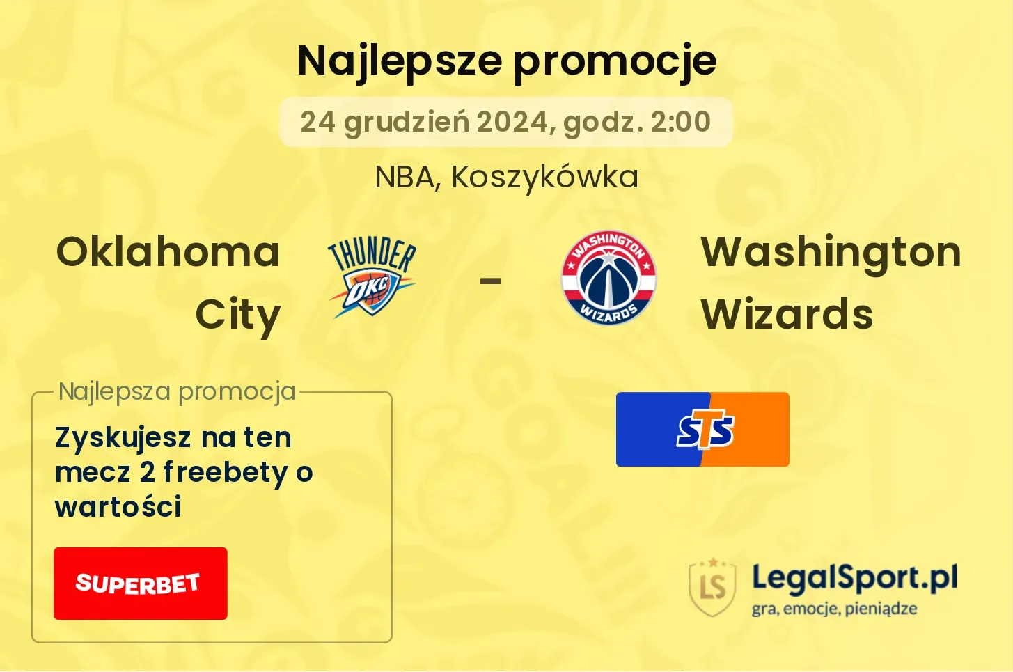 Oklahoma City - Washington Wizards promocje bonusy na mecz