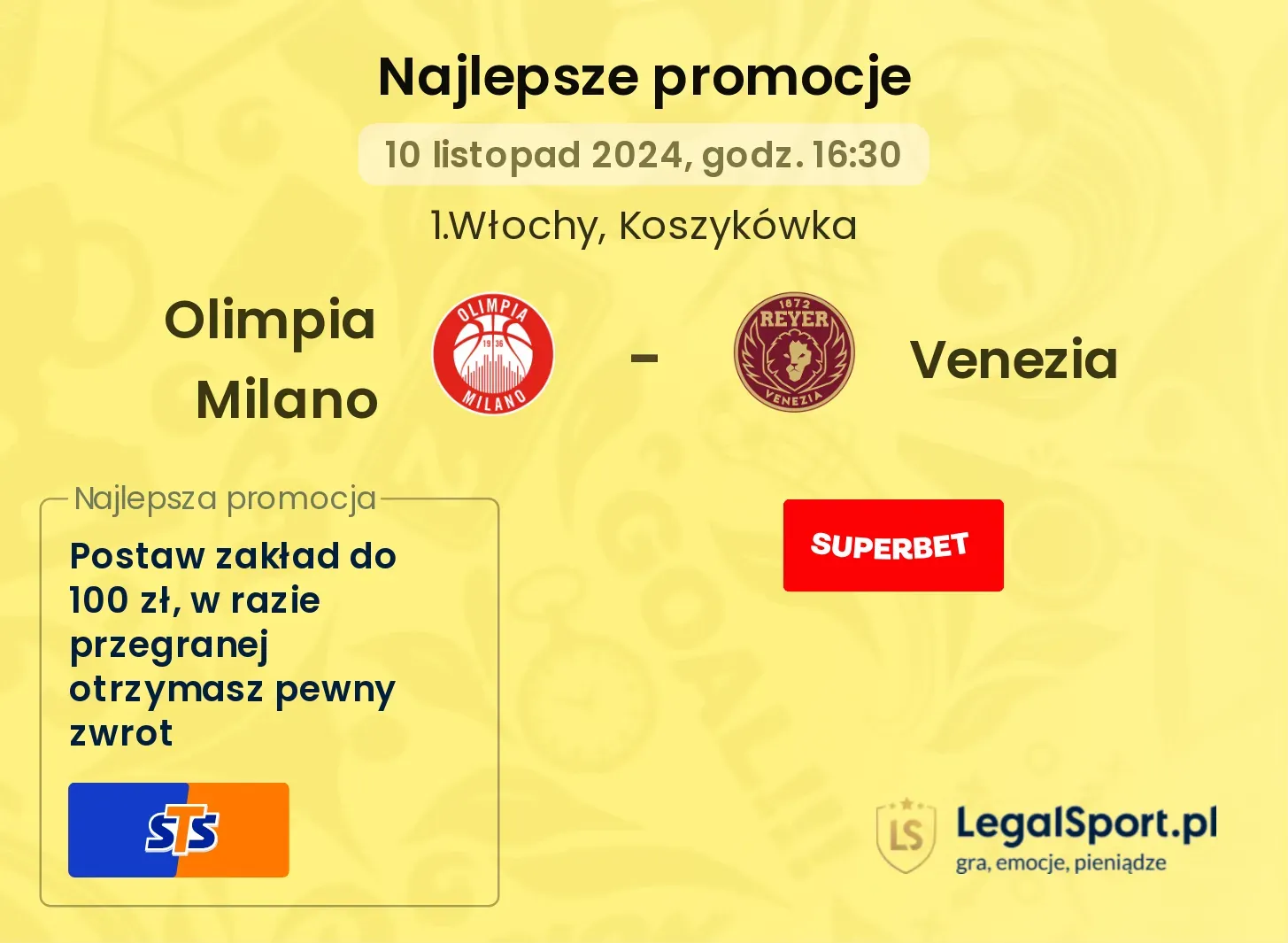 Olimpia Milano - Venezia promocje bonusy na mecz