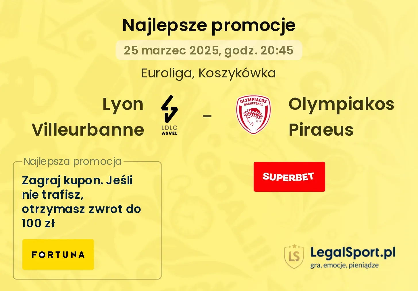 Lyon Villeurbanne - Olympiakos Piraeus promocje bukmacherskie