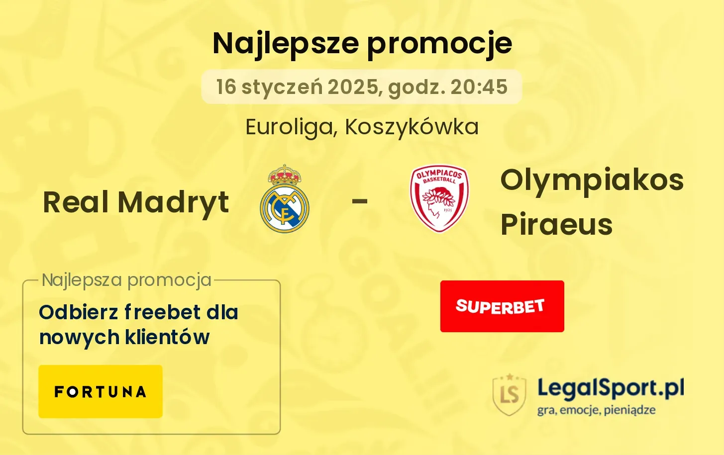 Real Madryt - Olympiakos Piraeus promocje bukmacherskie