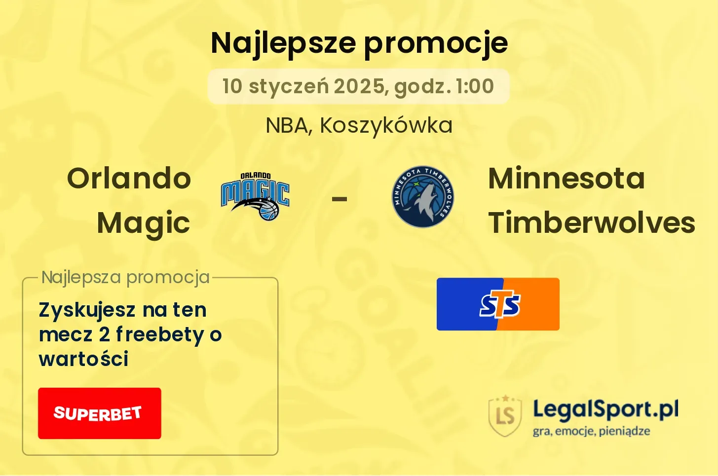 Orlando Magic - Minnesota Timberwolves promocje bonusy na mecz