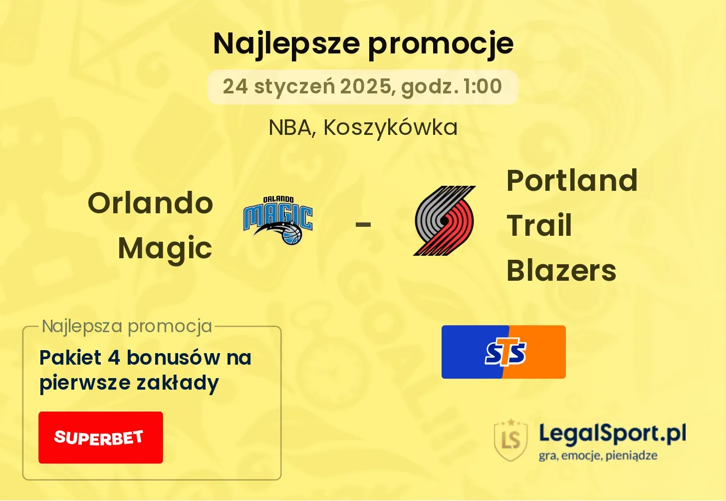 Orlando Magic - Portland Trail Blazers promocje bonusy na mecz