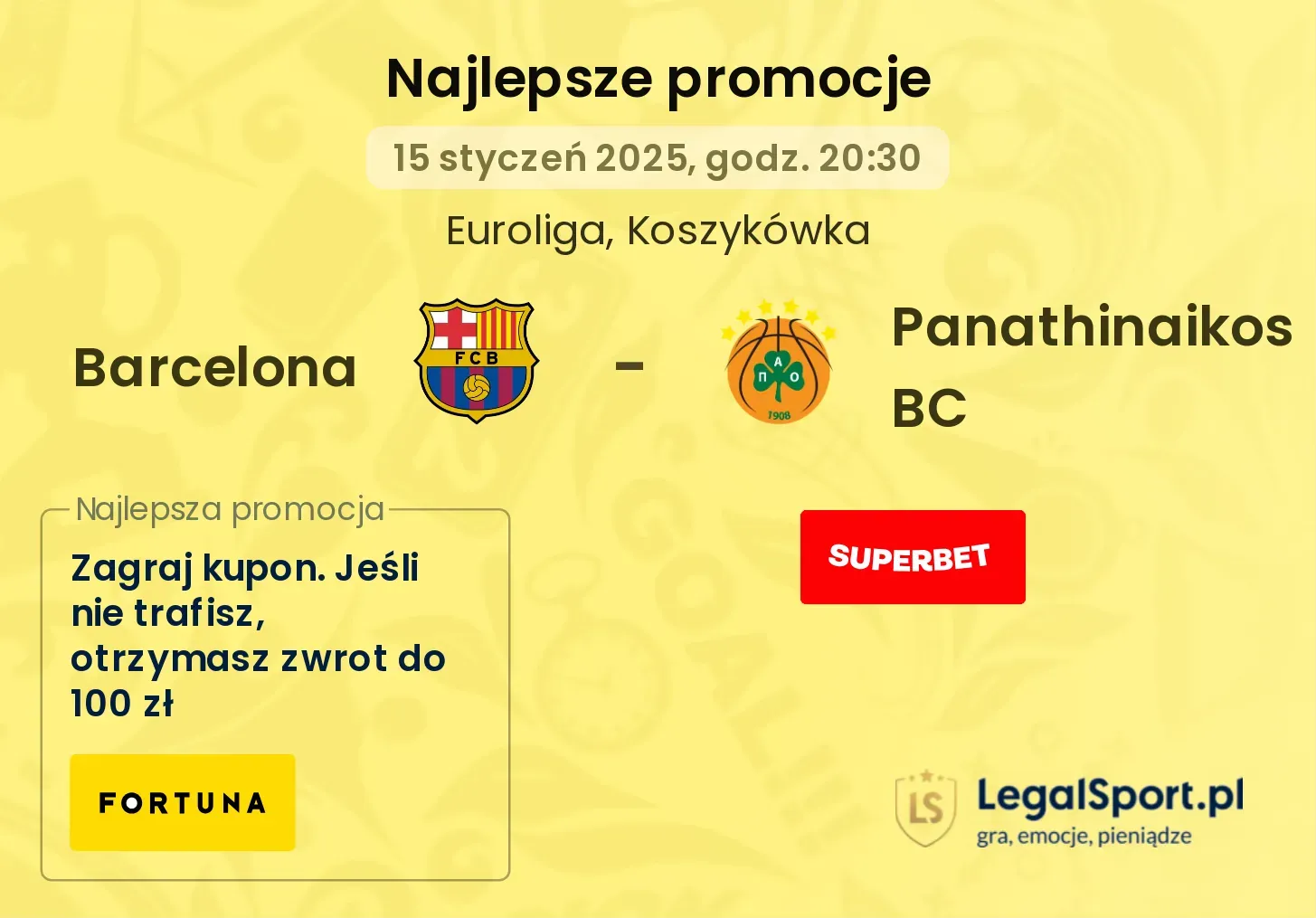 Barcelona - Panathinaikos BC promocje u bukmacherów