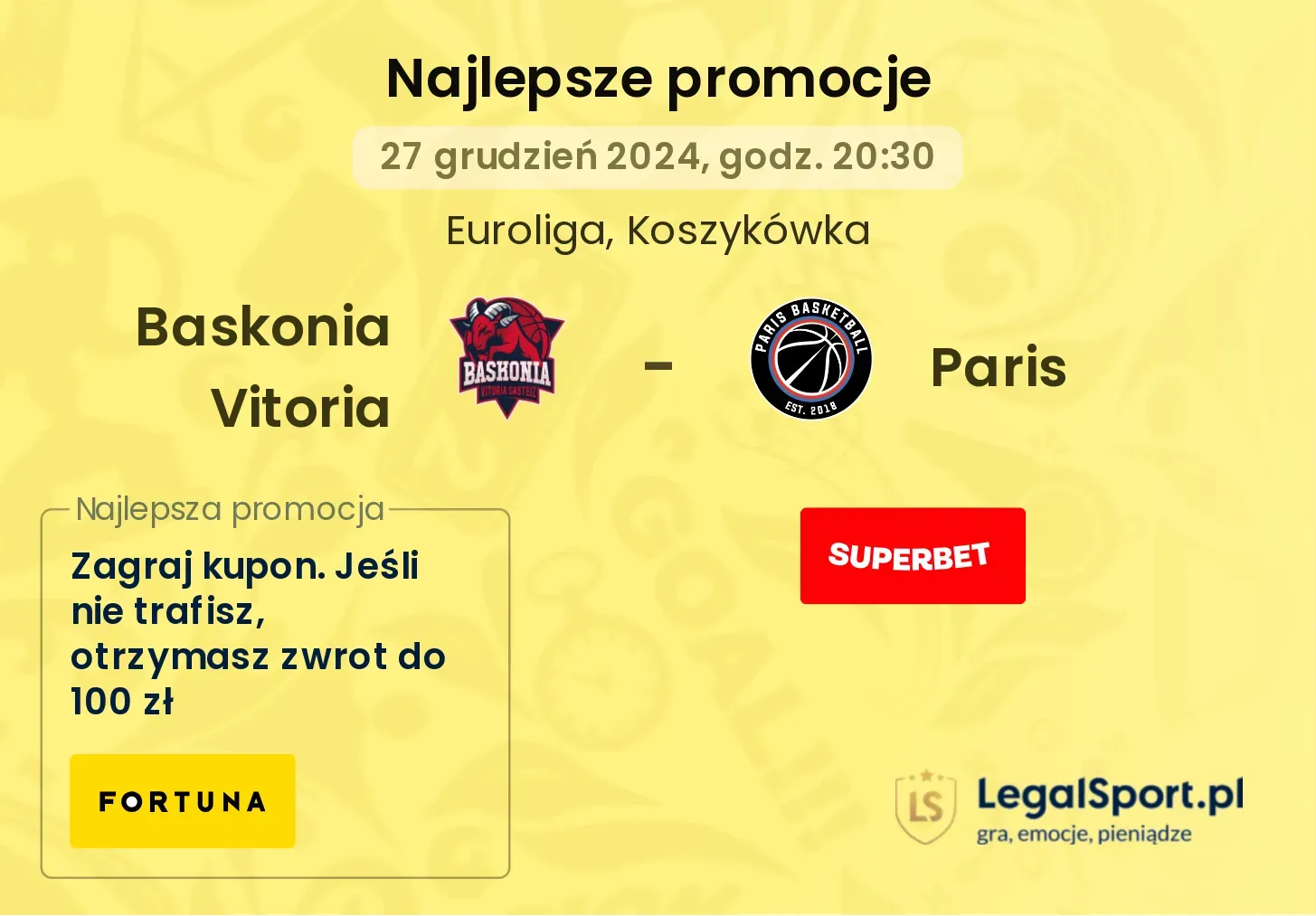 Baskonia Vitoria - Paris promocje u bukmacherów