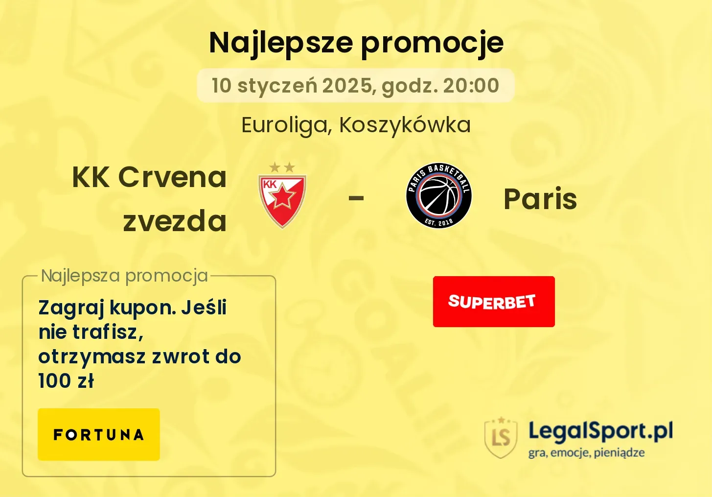 KK Crvena zvezda - Paris promocje bukmacherskie