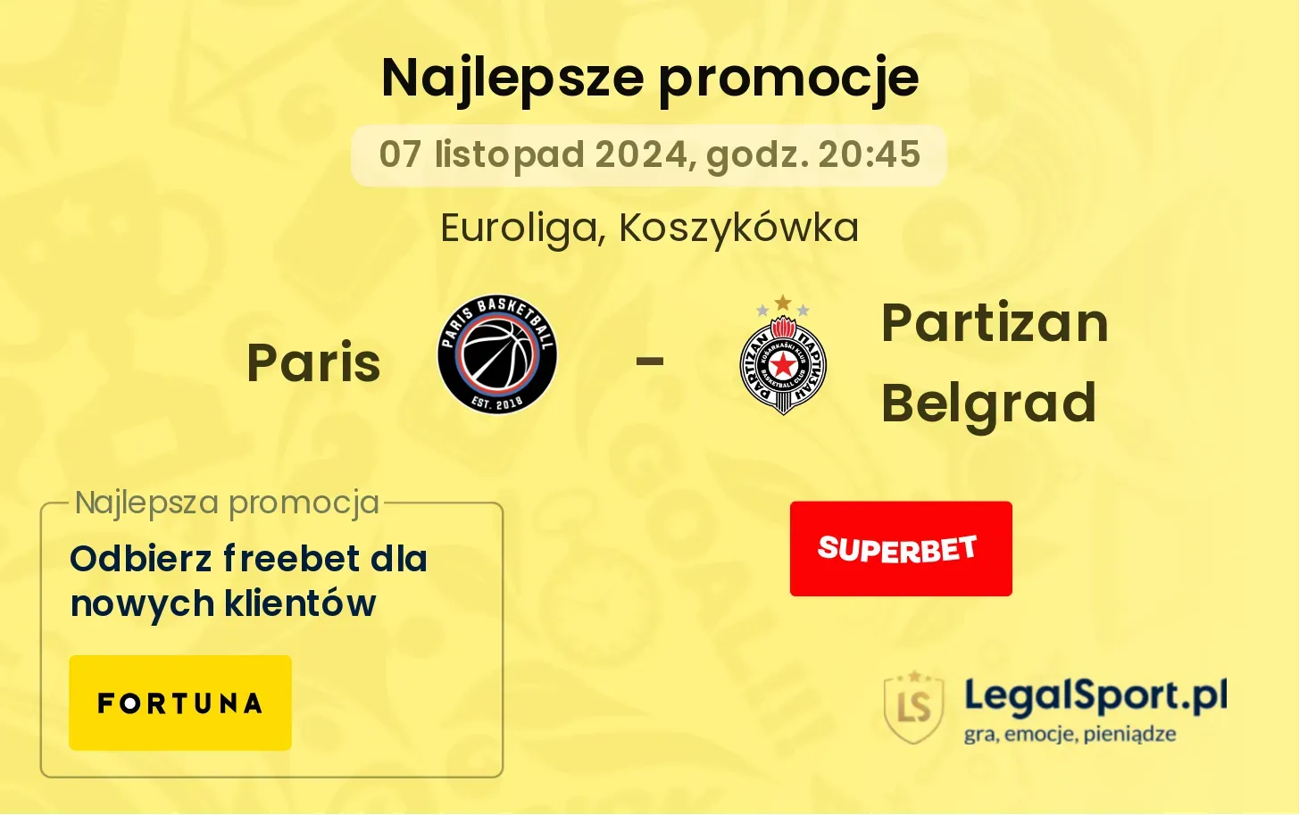 Paris - Partizan Belgrad promocje bonusy na mecz