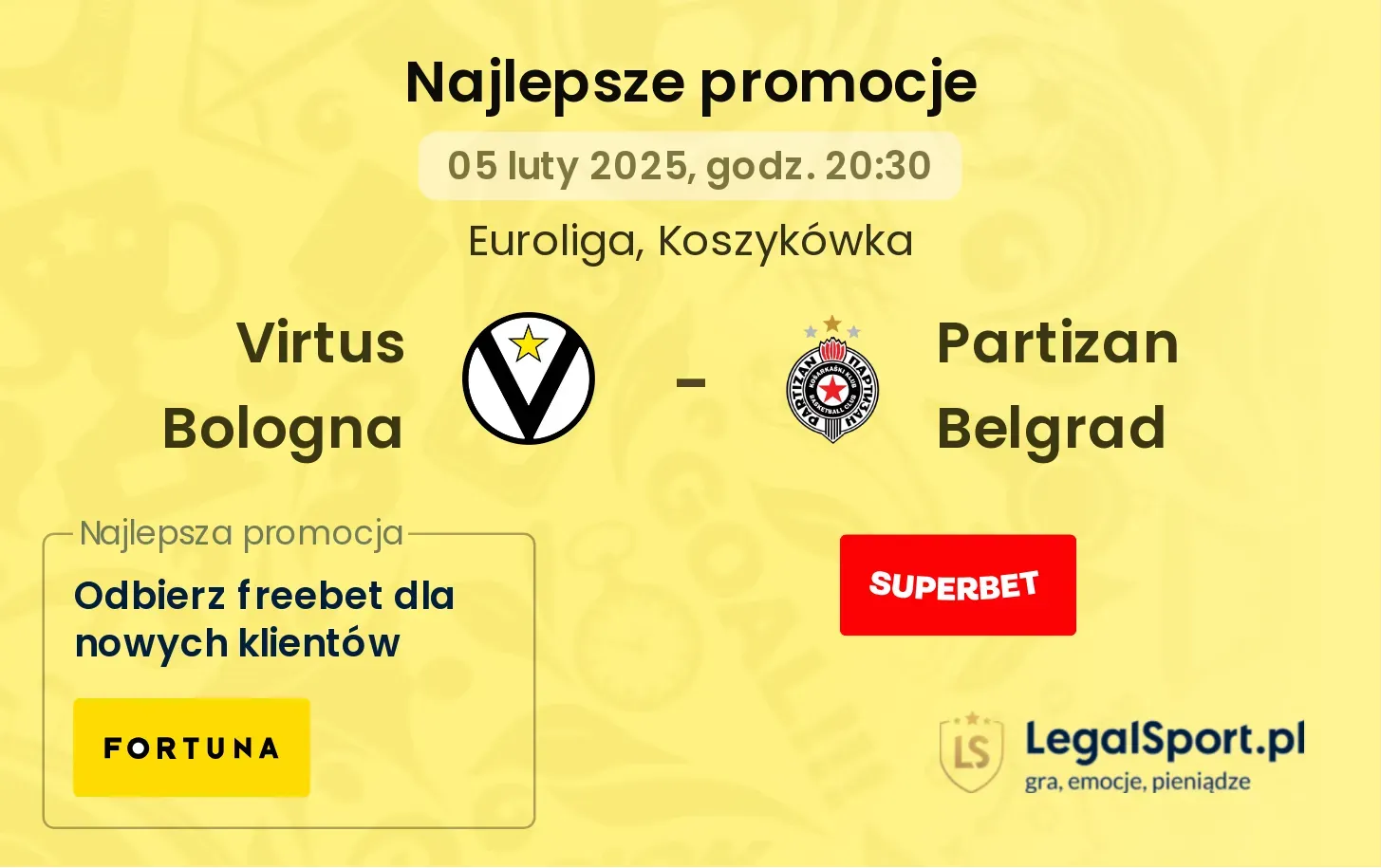 Virtus Bologna - Partizan Belgrad promocje u bukmacherów