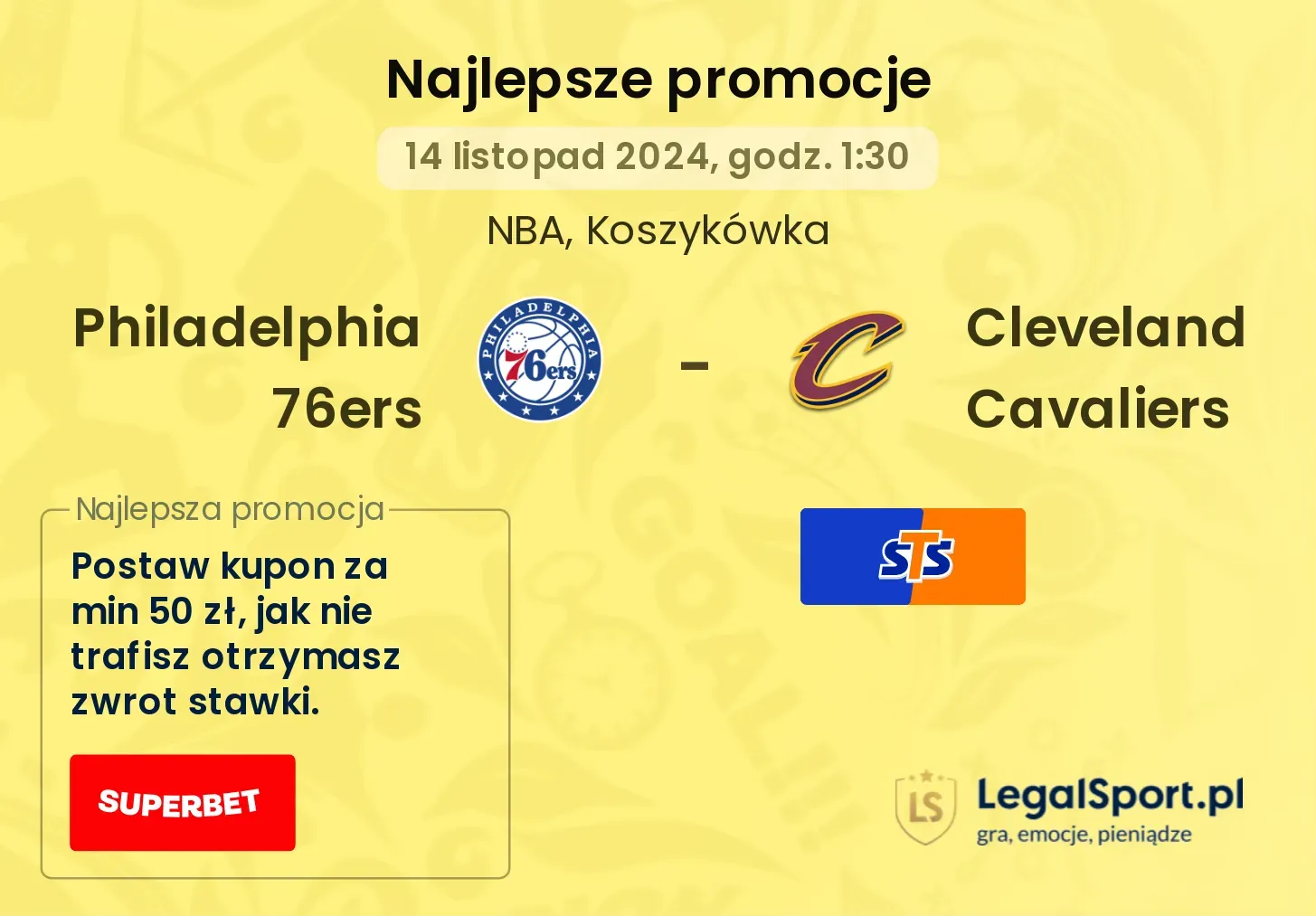 Philadelphia 76ers - Cleveland Cavaliers promocje bonusy na mecz