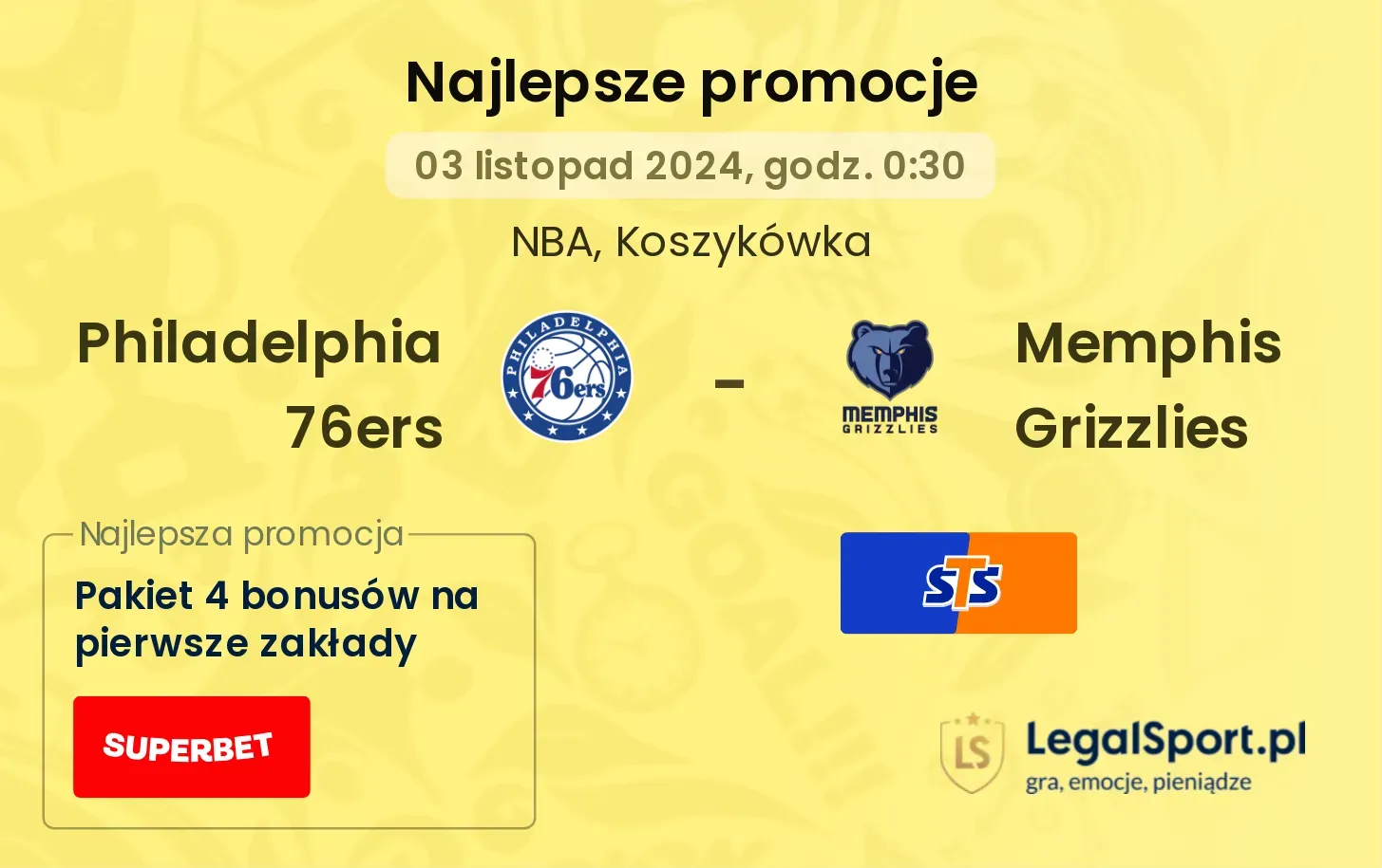 Philadelphia 76ers - Memphis Grizzlies promocje bonusy na mecz