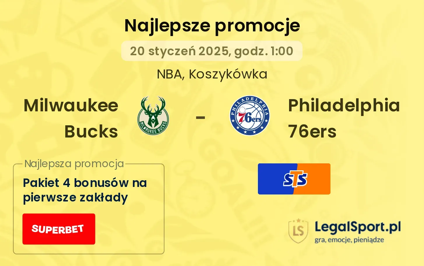 Milwaukee Bucks - Philadelphia 76ers promocje u bukmacherów