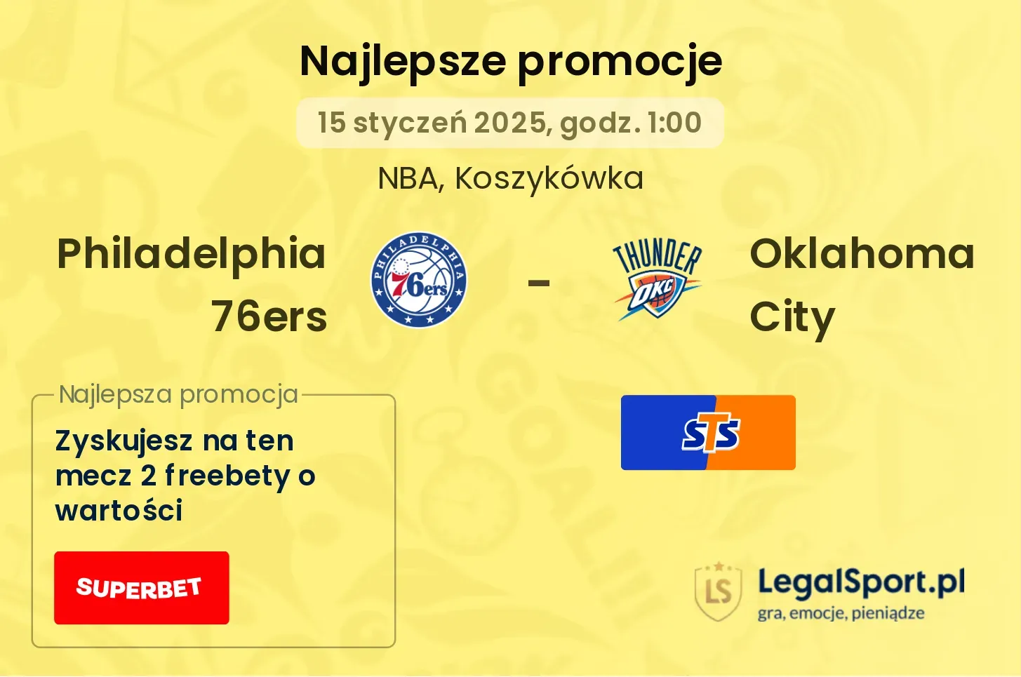 Philadelphia 76ers - Oklahoma City promocje bonusy na mecz