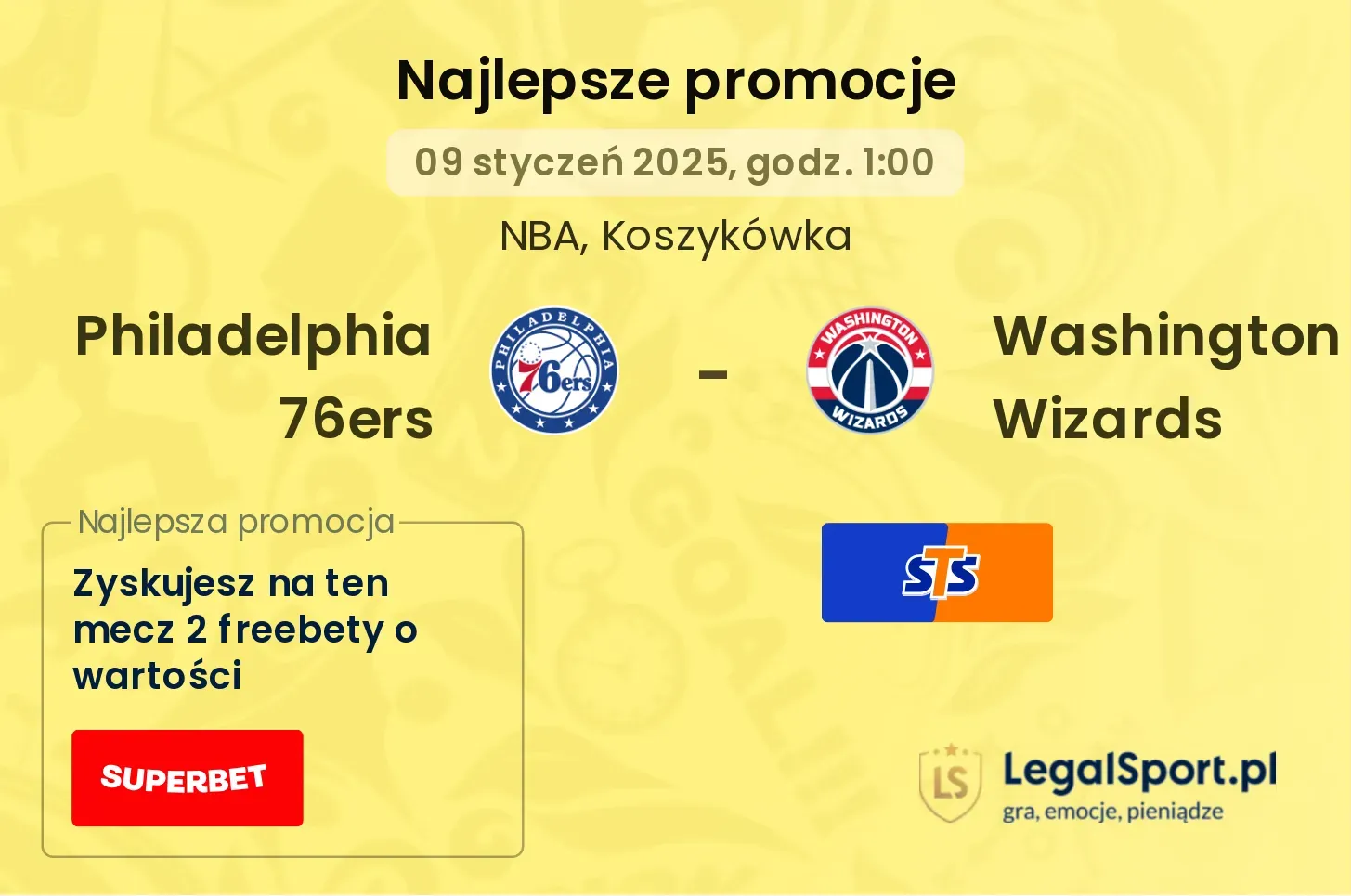 Philadelphia 76ers - Washington Wizards promocje bonusy na mecz