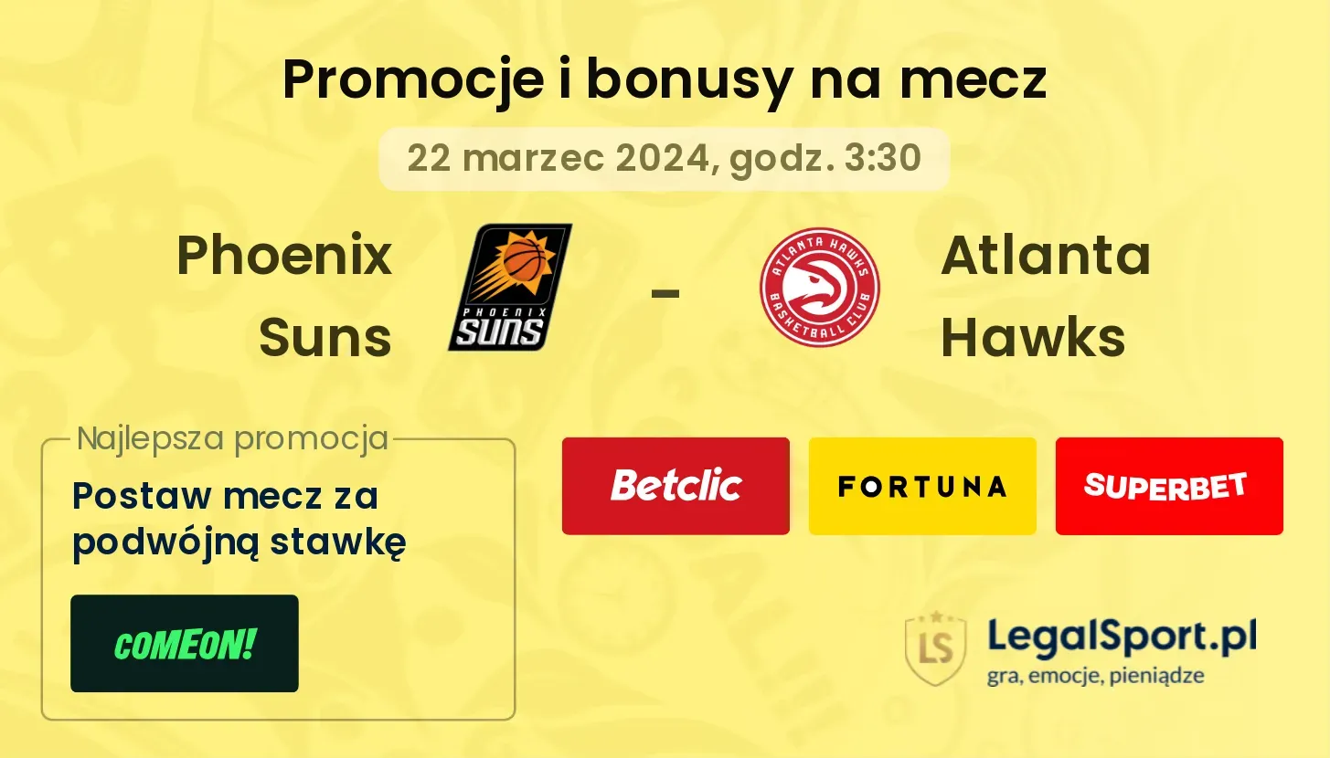 Phoenix Suns - Atlanta Hawks promocje bonusy na mecz