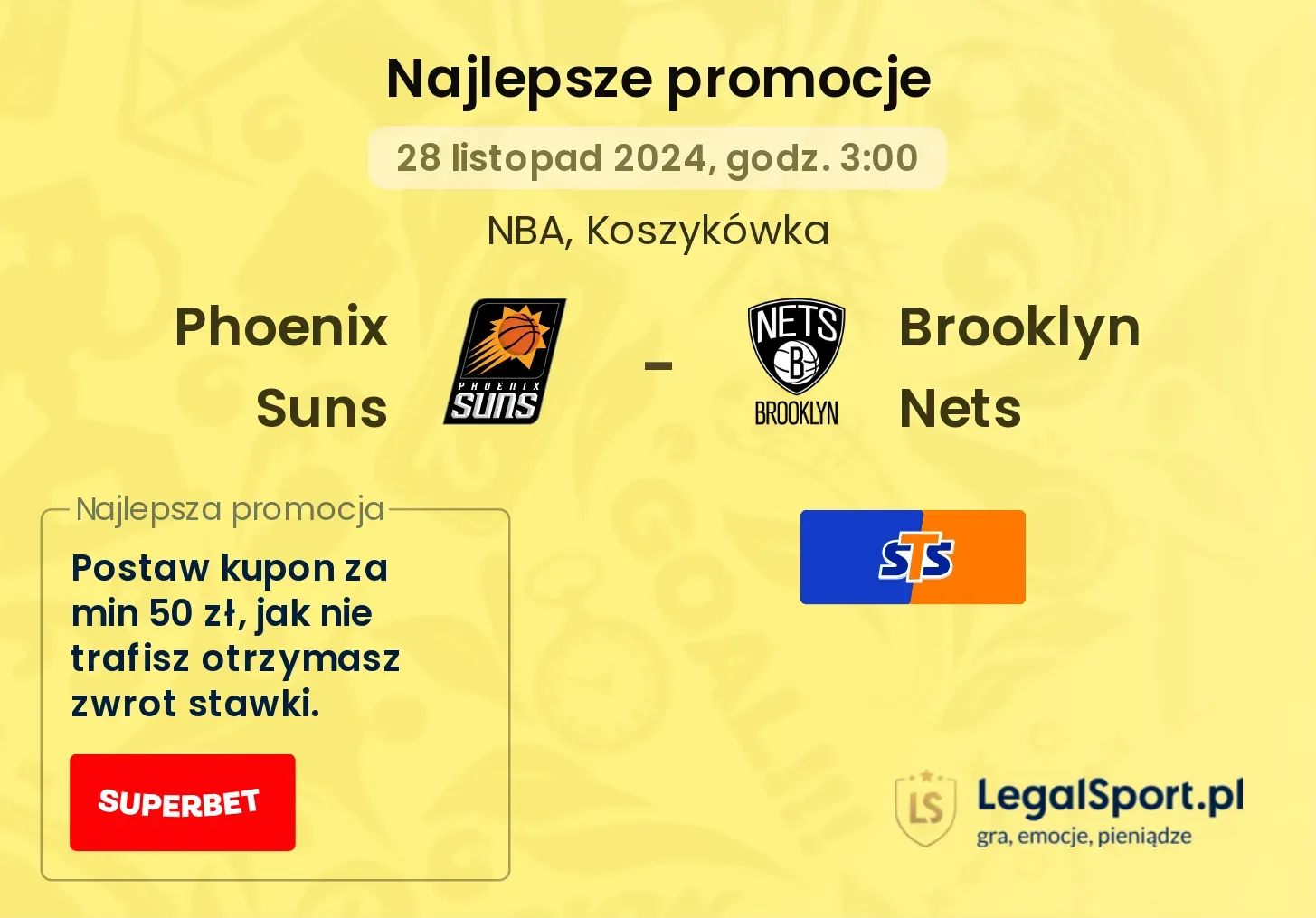 Phoenix Suns - Brooklyn Nets promocje bonusy na mecz