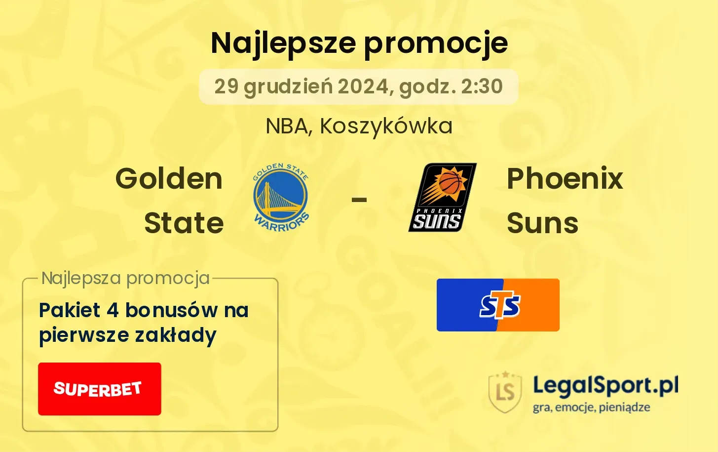 Phoenix Suns - Golden State promocje bonusy na mecz