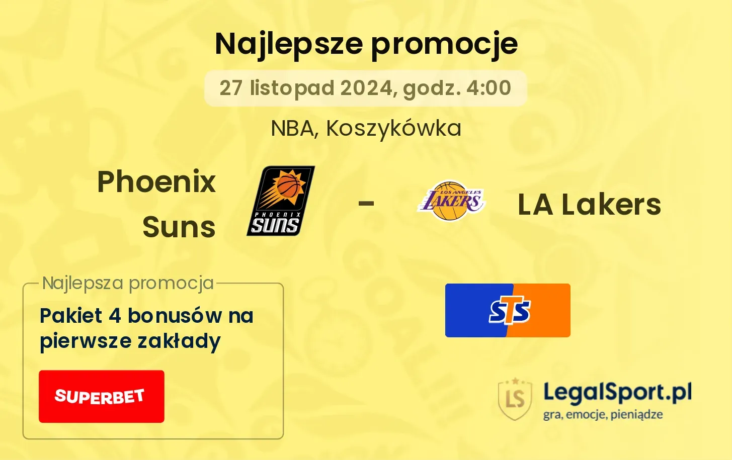 Phoenix Suns - LA Lakers promocje bonusy na mecz