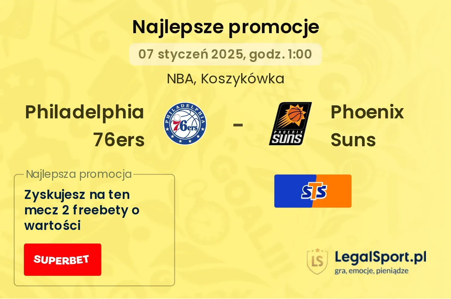 Philadelphia 76ers - Phoenix Suns promocje u bukmacherów