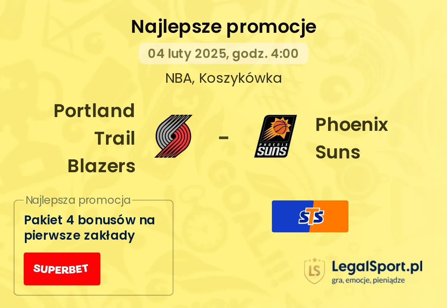 Phoenix Suns - Portland Trail Blazers promocje u bukmacherów