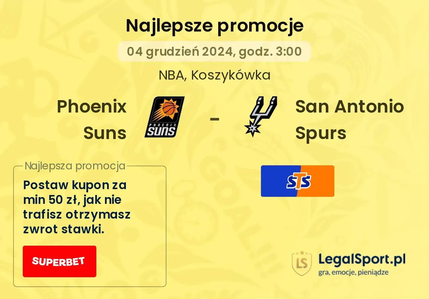 Phoenix Suns - San Antonio Spurs promocje bonusy na mecz