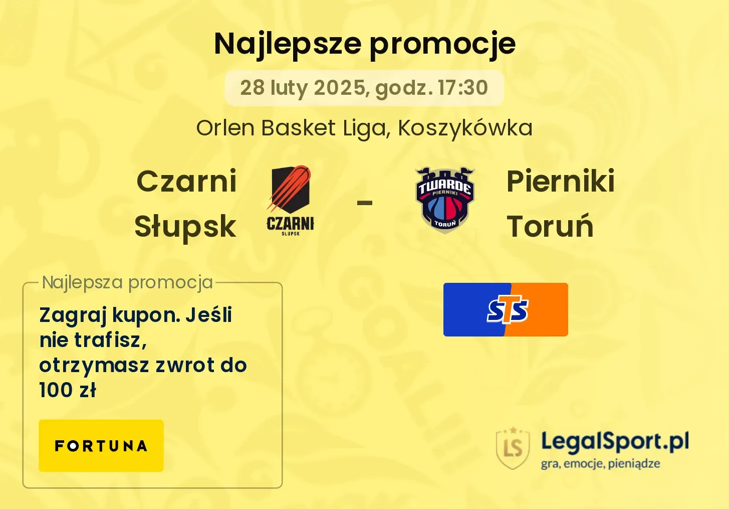 Czarni Słupsk - Pierniki Toruń promocje u bukmacherów