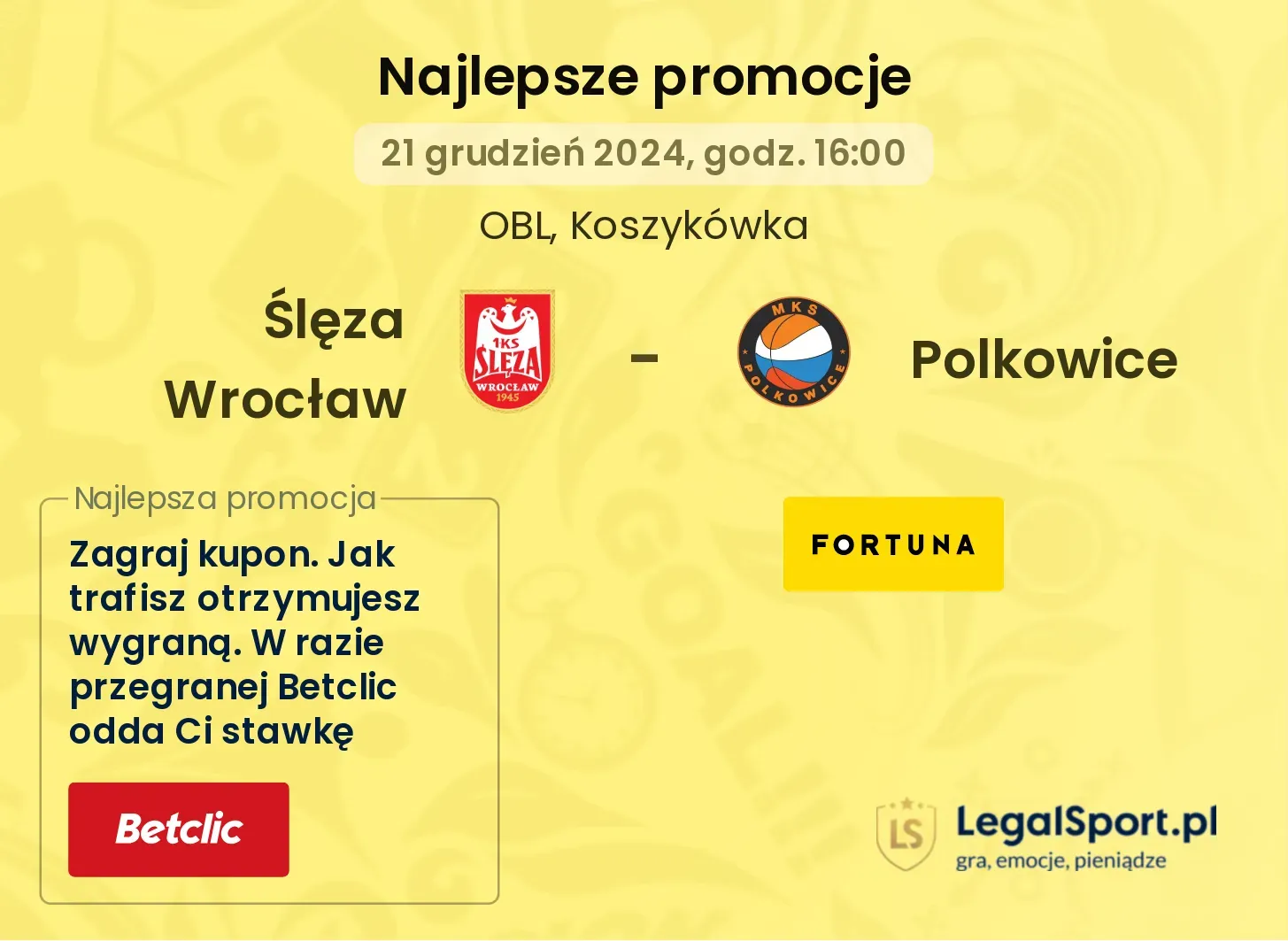 Polkowice - Ślęza Wrocław promocje bonusy na mecz