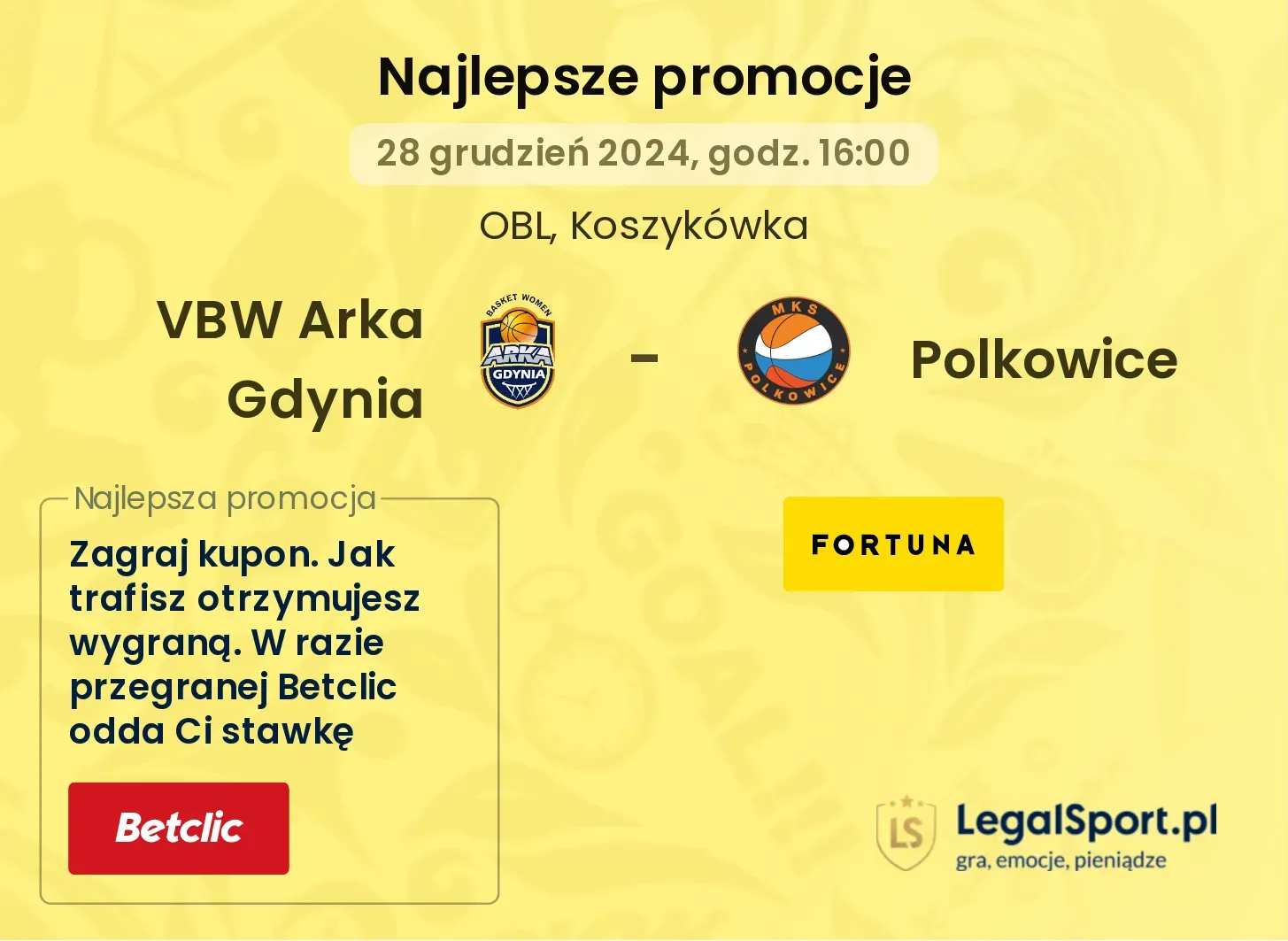 VBW Arka Gdynia - Polkowice promocje bukmacherskie