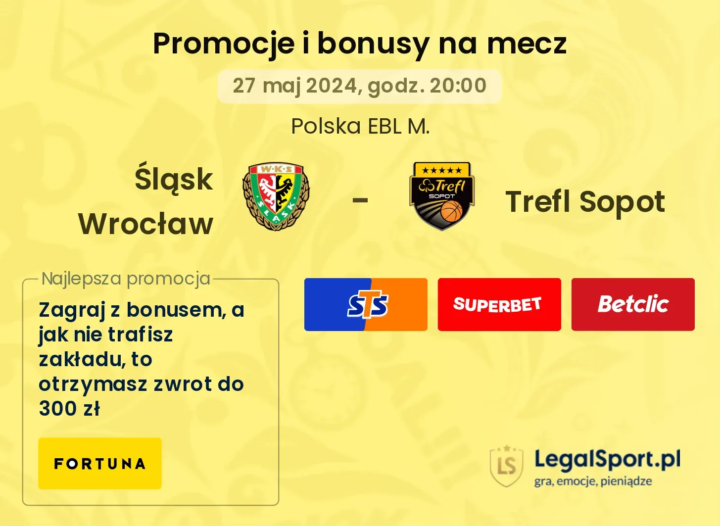Śląsk Wrocław - Trefl Sopot promocje bonusy na mecz