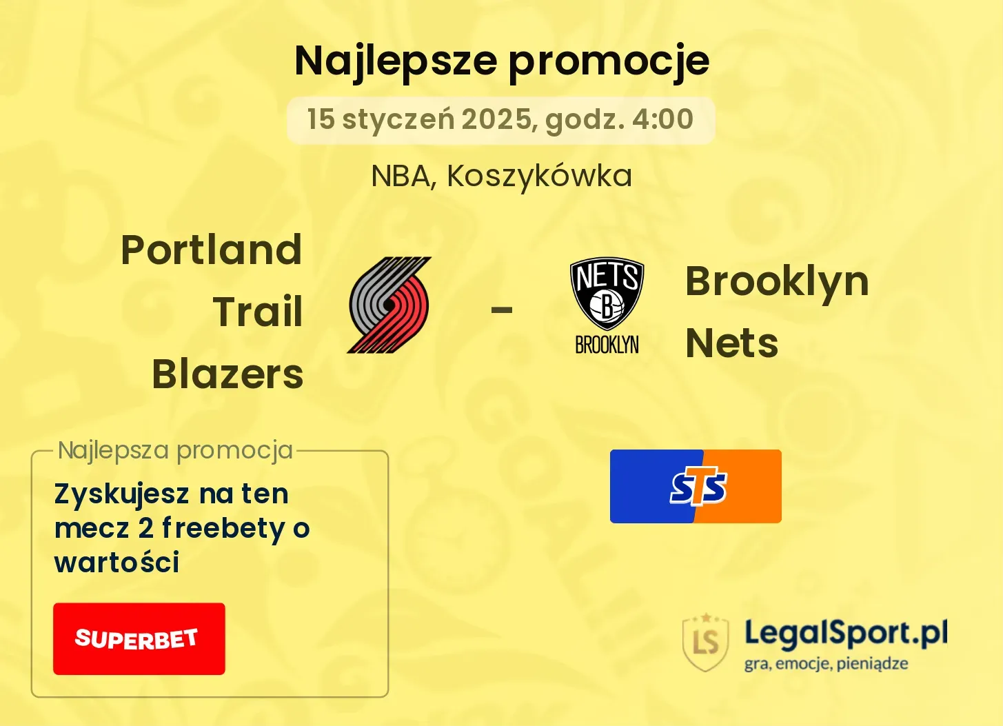 Portland Trail Blazers - Brooklyn Nets promocje bonusy na mecz