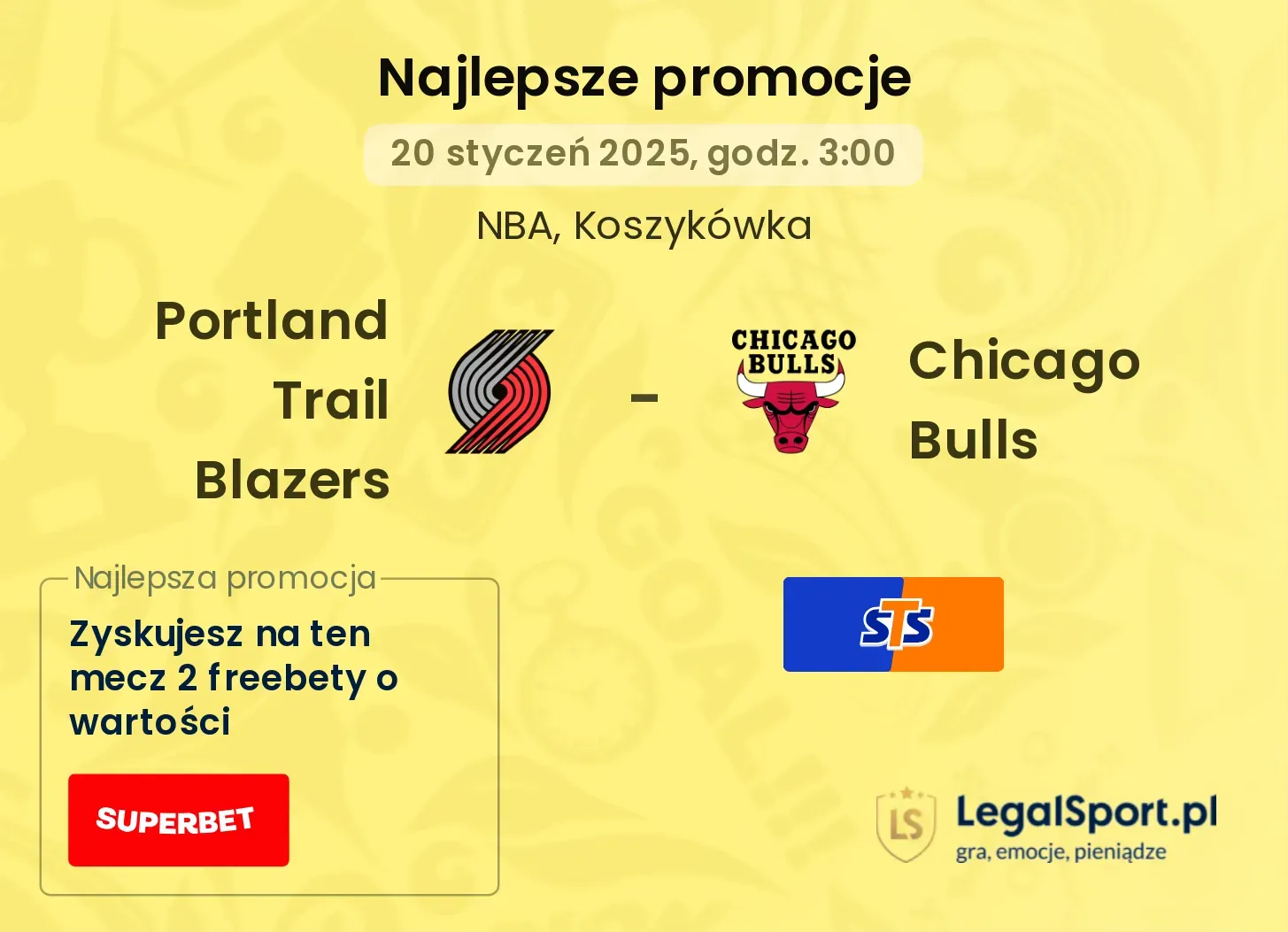 Portland Trail Blazers - Chicago Bulls promocje bonusy na mecz