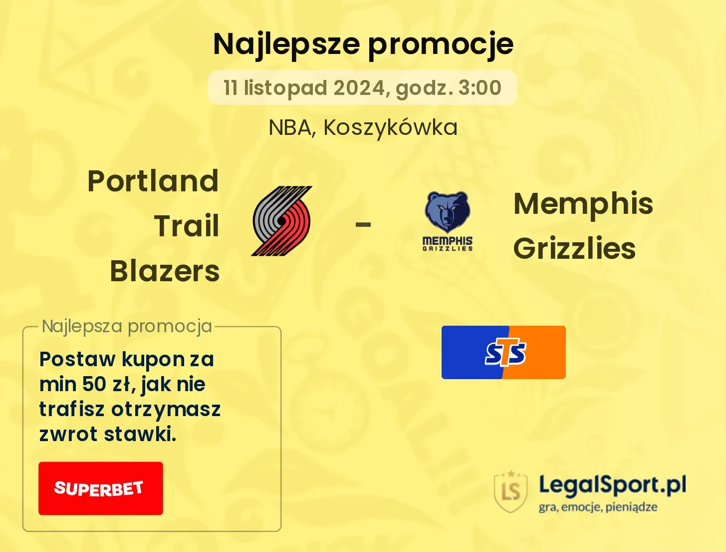 Portland Trail Blazers - Memphis Grizzlies promocje bonusy na mecz