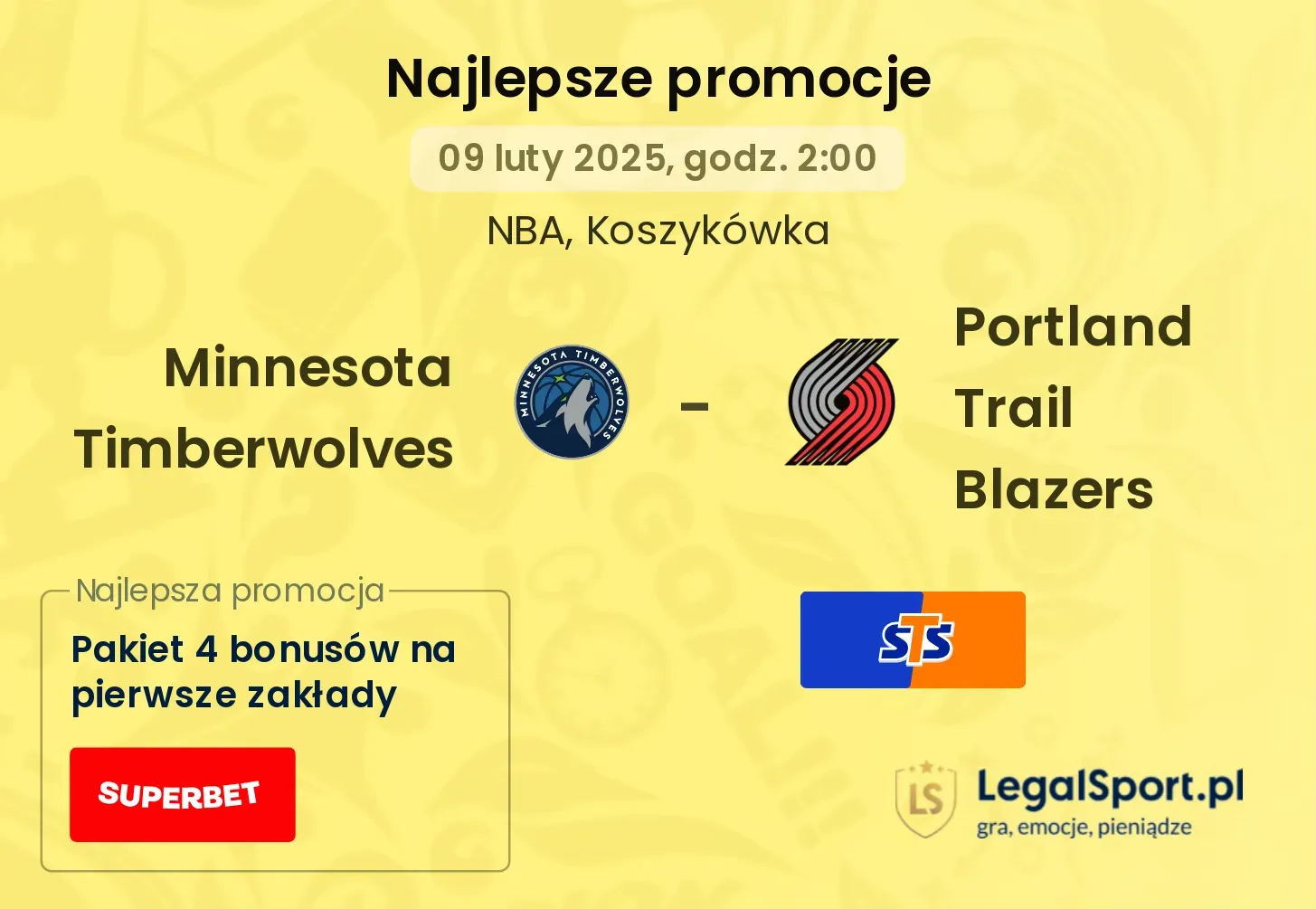 Minnesota Timberwolves - Portland Trail Blazers promocje u bukmacherów