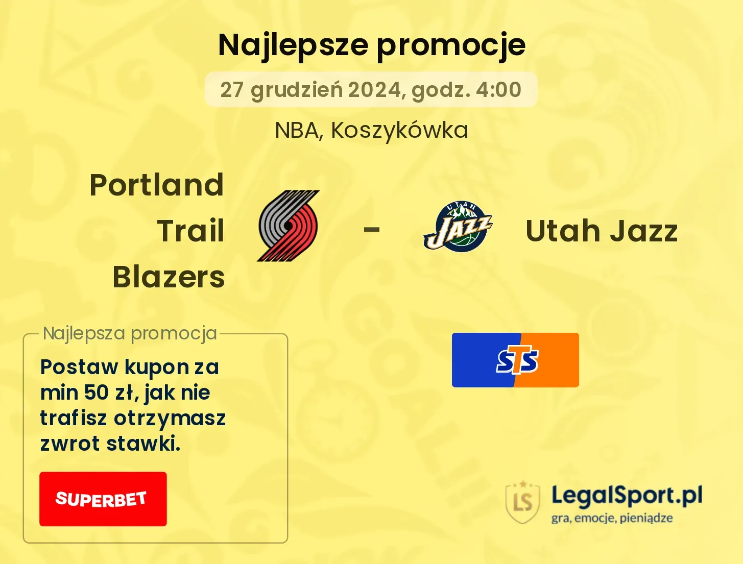 Portland Trail Blazers - Utah Jazz promocje bonusy na mecz