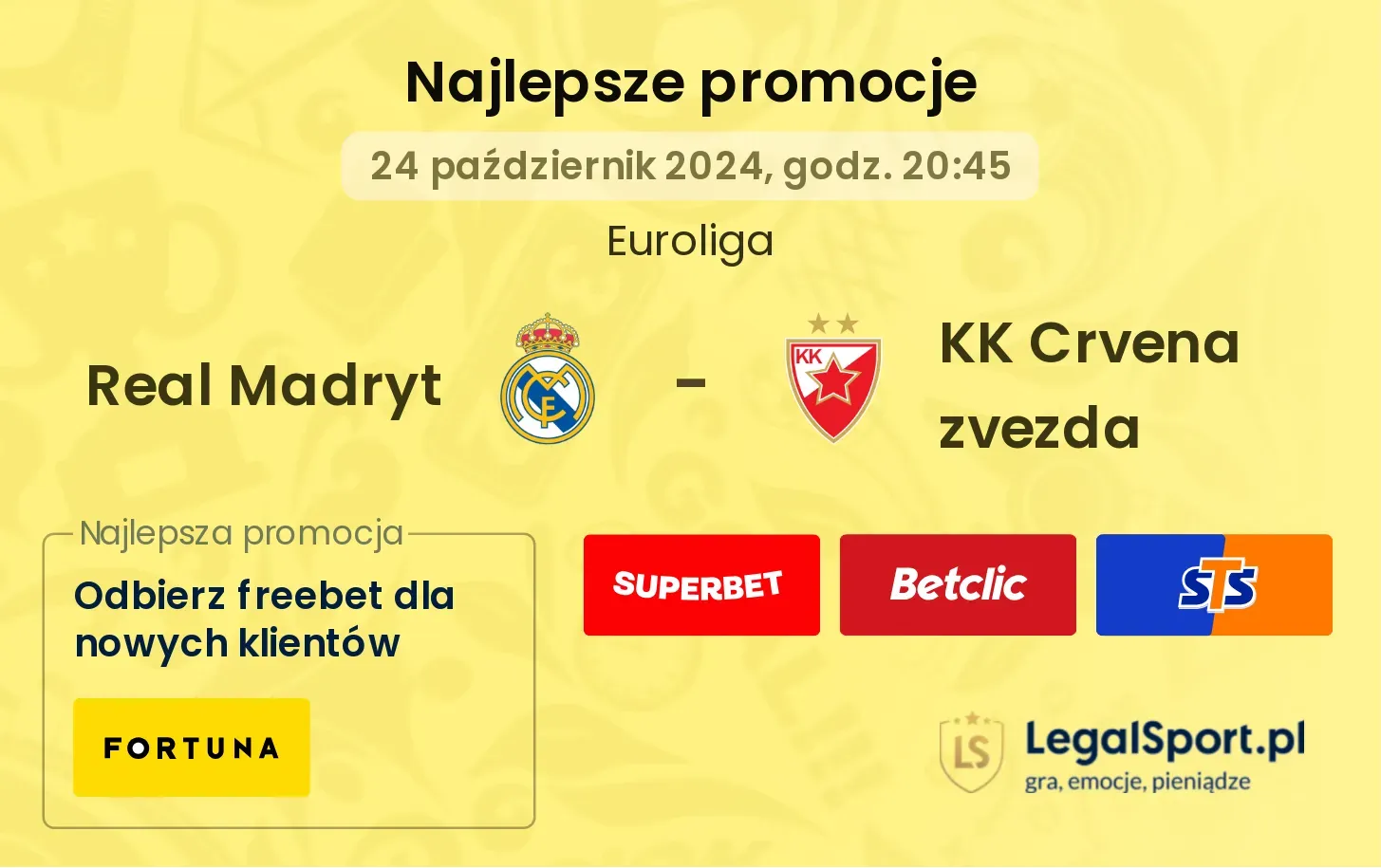 Real Madryt - KK Crvena zvezda promocje bonusy na mecz