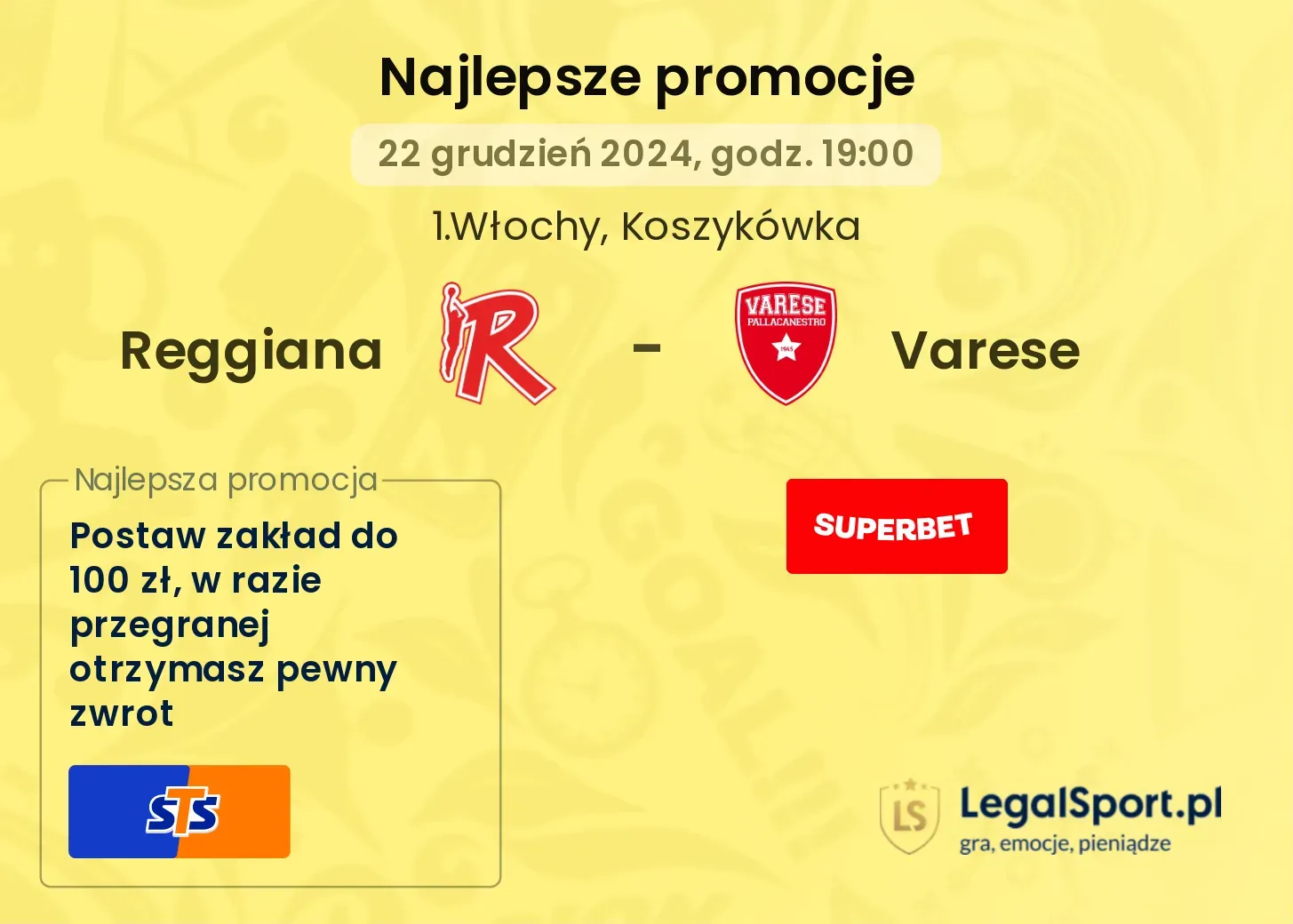 Reggiana - Varese promocje bonusy na mecz