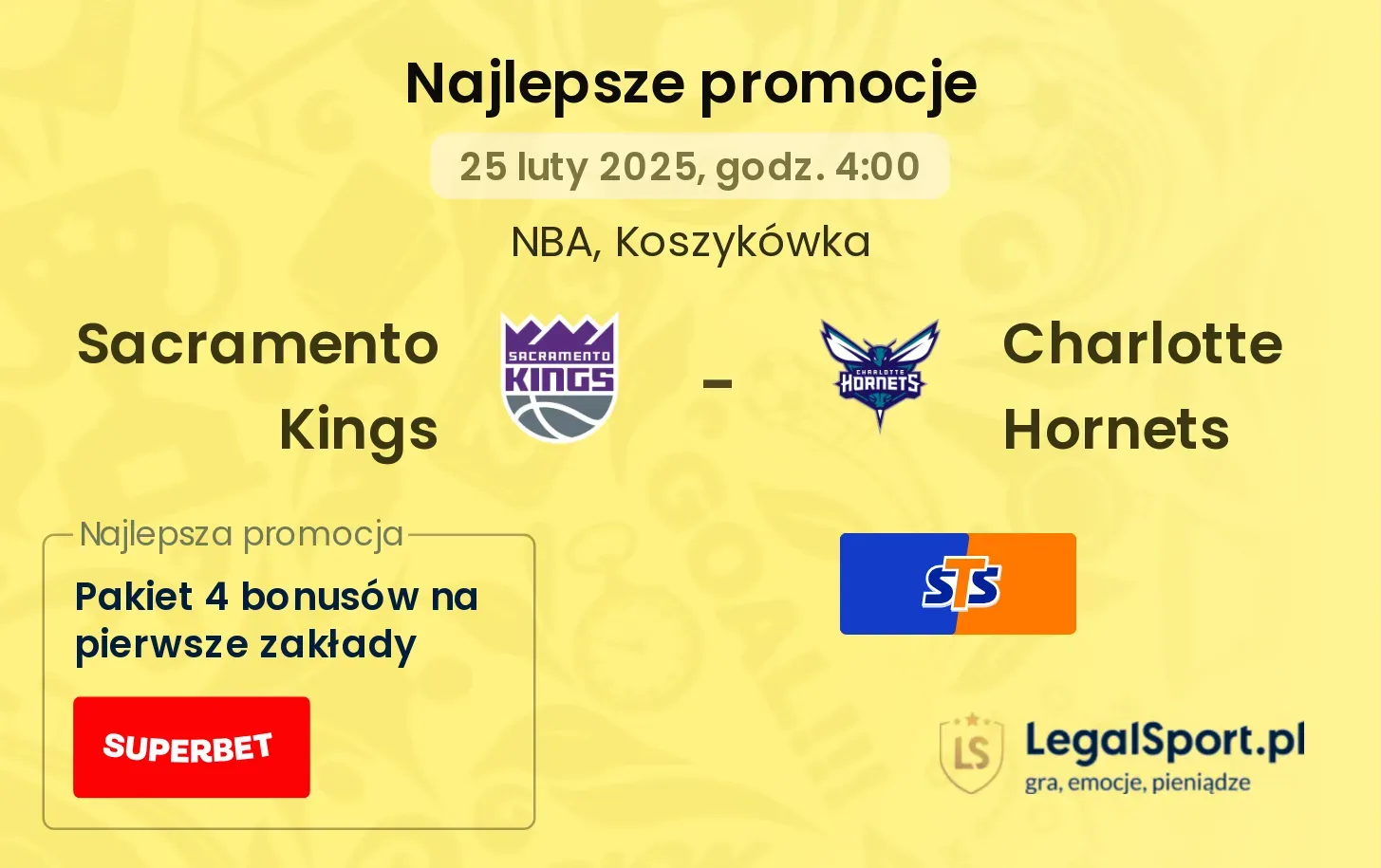 Sacramento Kings - Charlotte Hornets promocje bonusy na mecz