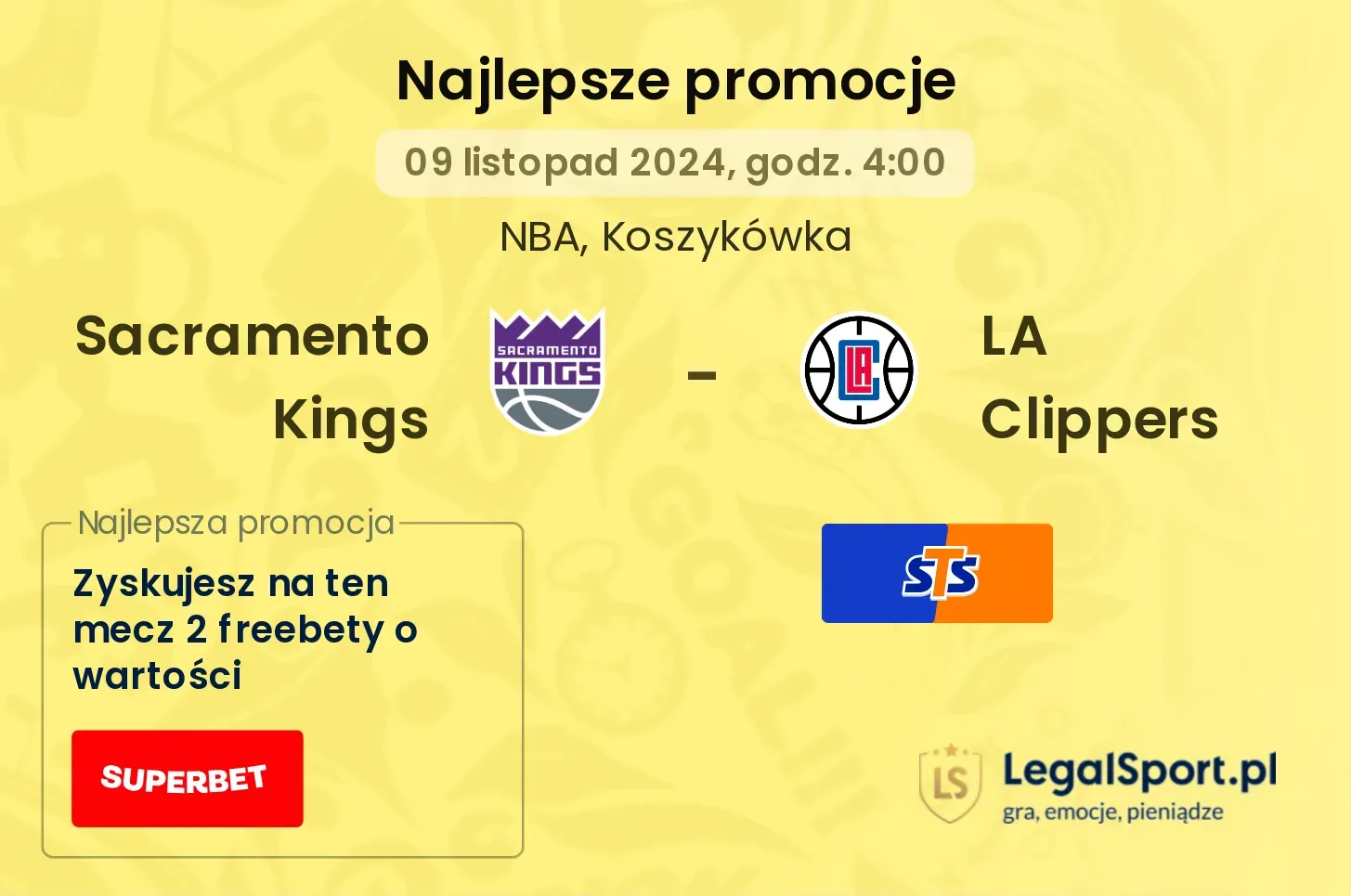 Sacramento Kings - LA Clippers promocje bonusy na mecz